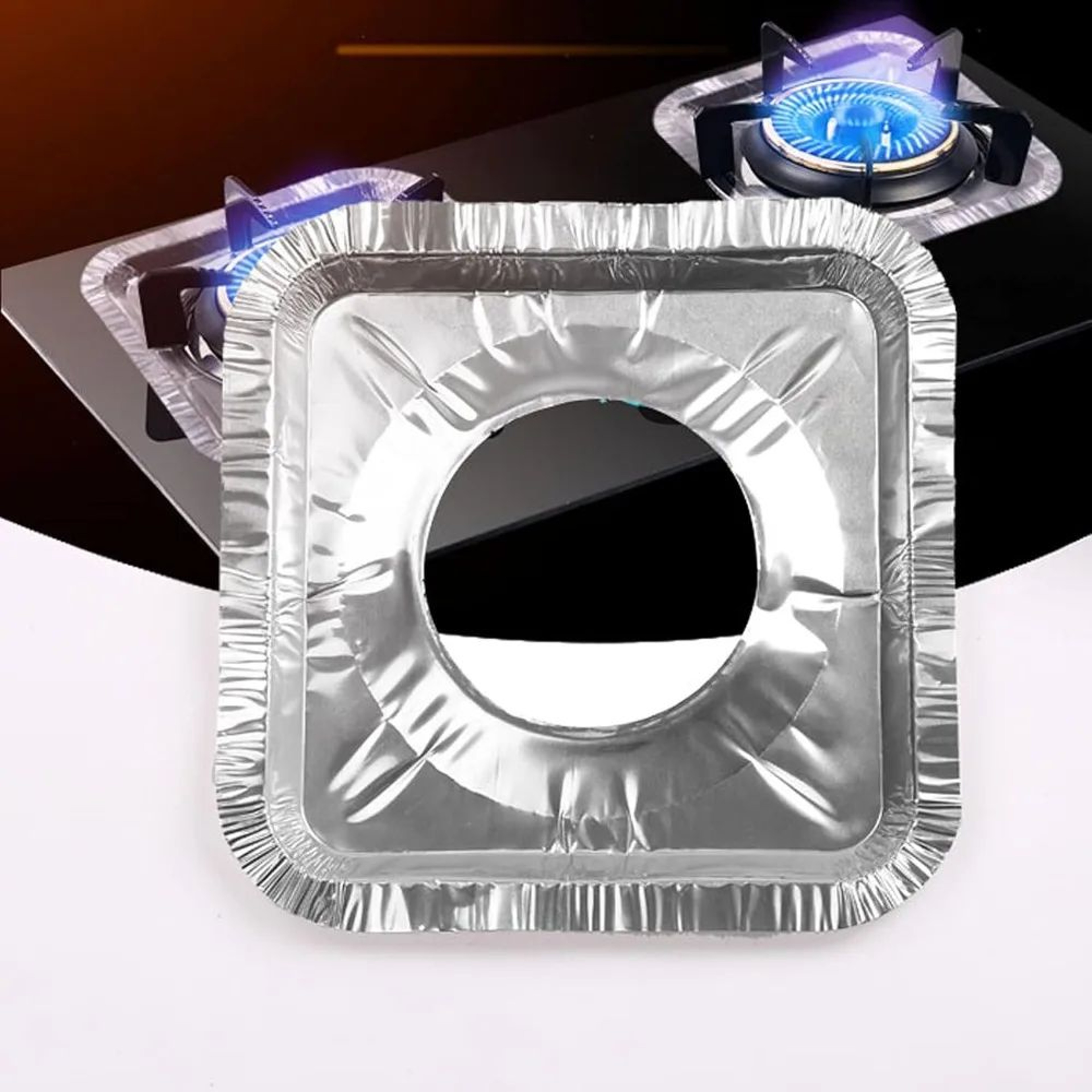 20Pack Aluminum Foil Gas Stove Burner Covers  Disposable Stove Liners For Easy Cleanup 6