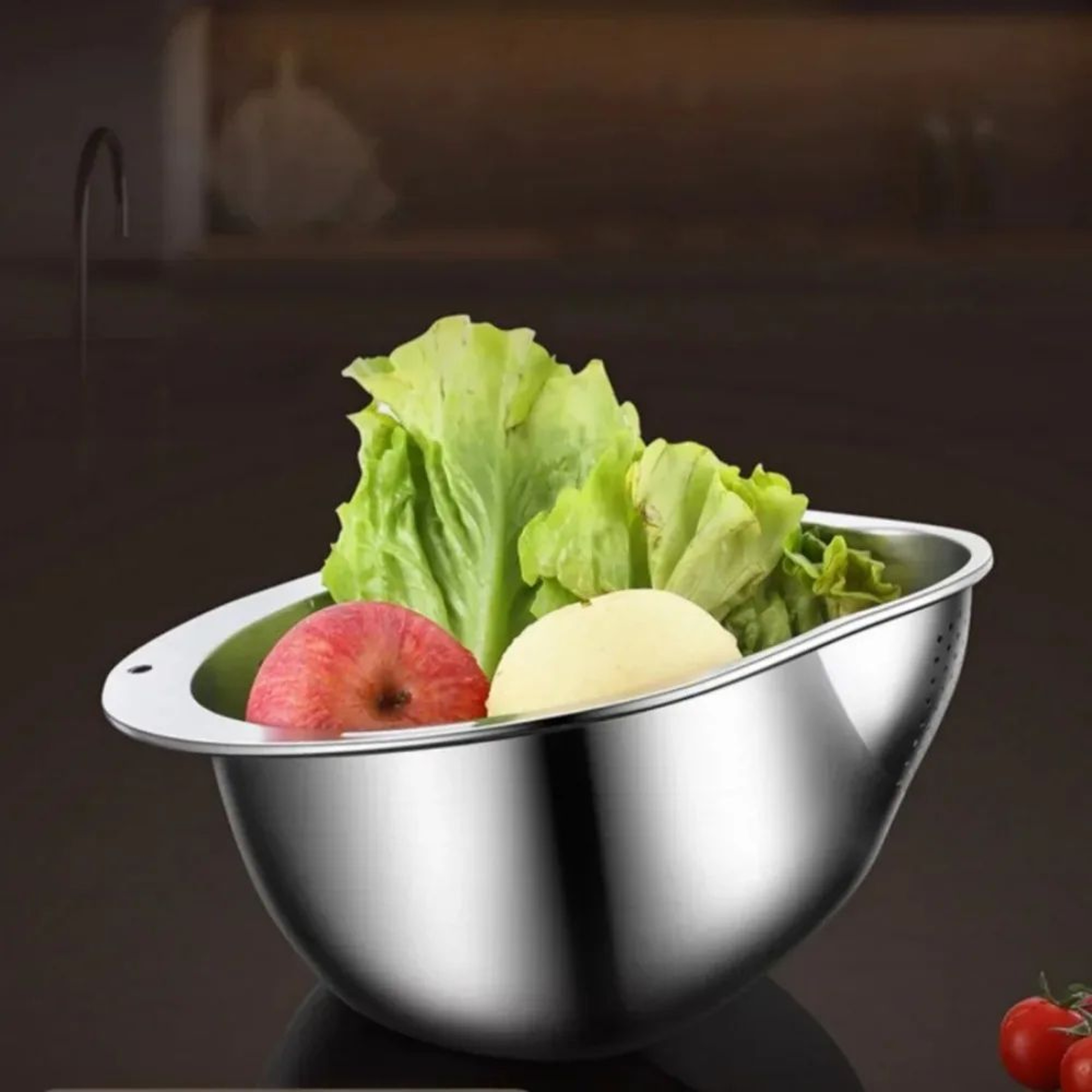 Stainless Steel Rice Washer  Drain Basket  EasyClean Rice Washing Bowl And Kitchen Colander 3