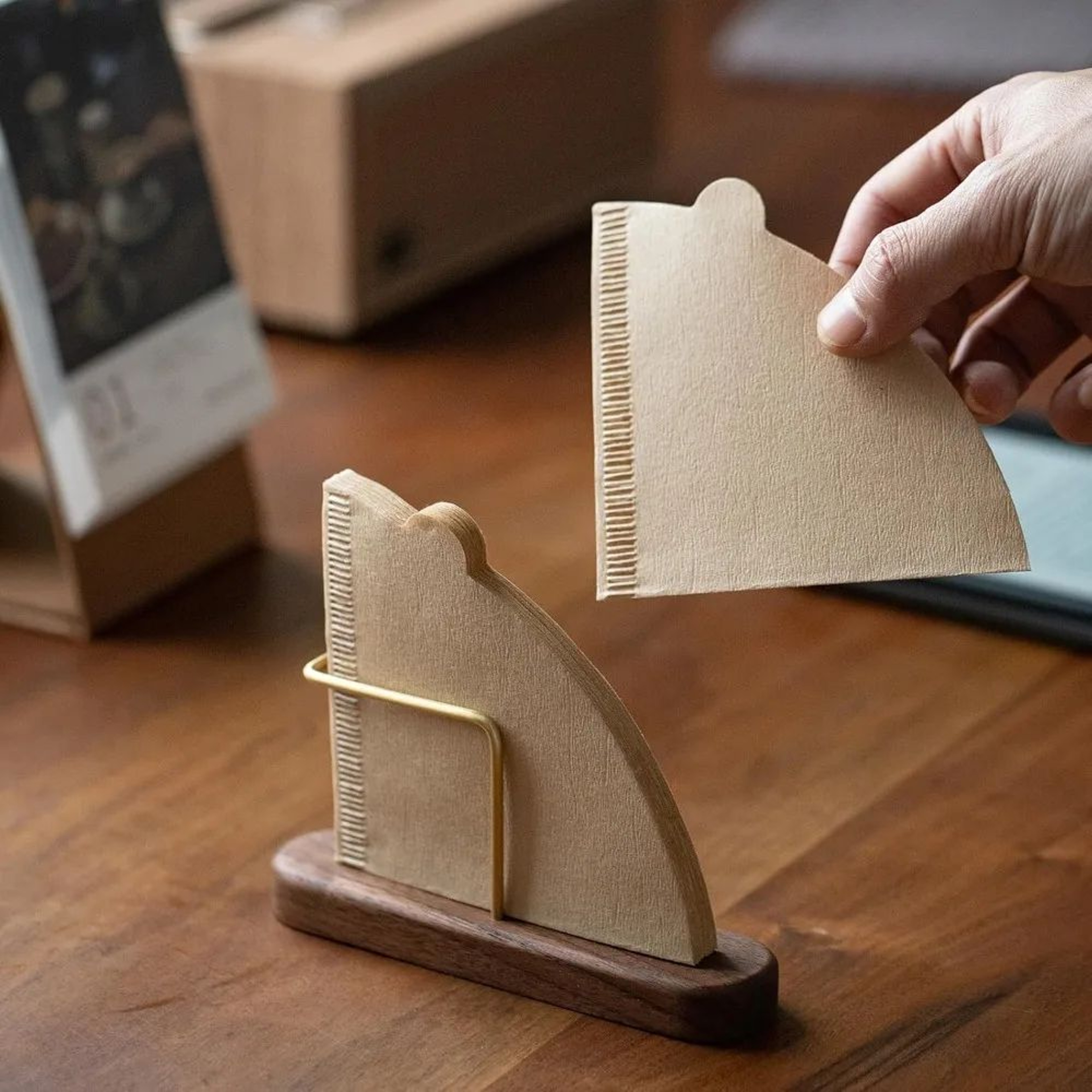 Wooden Coffee Filter Holder For V60  Vertical Cone Filter Storage Stand 3