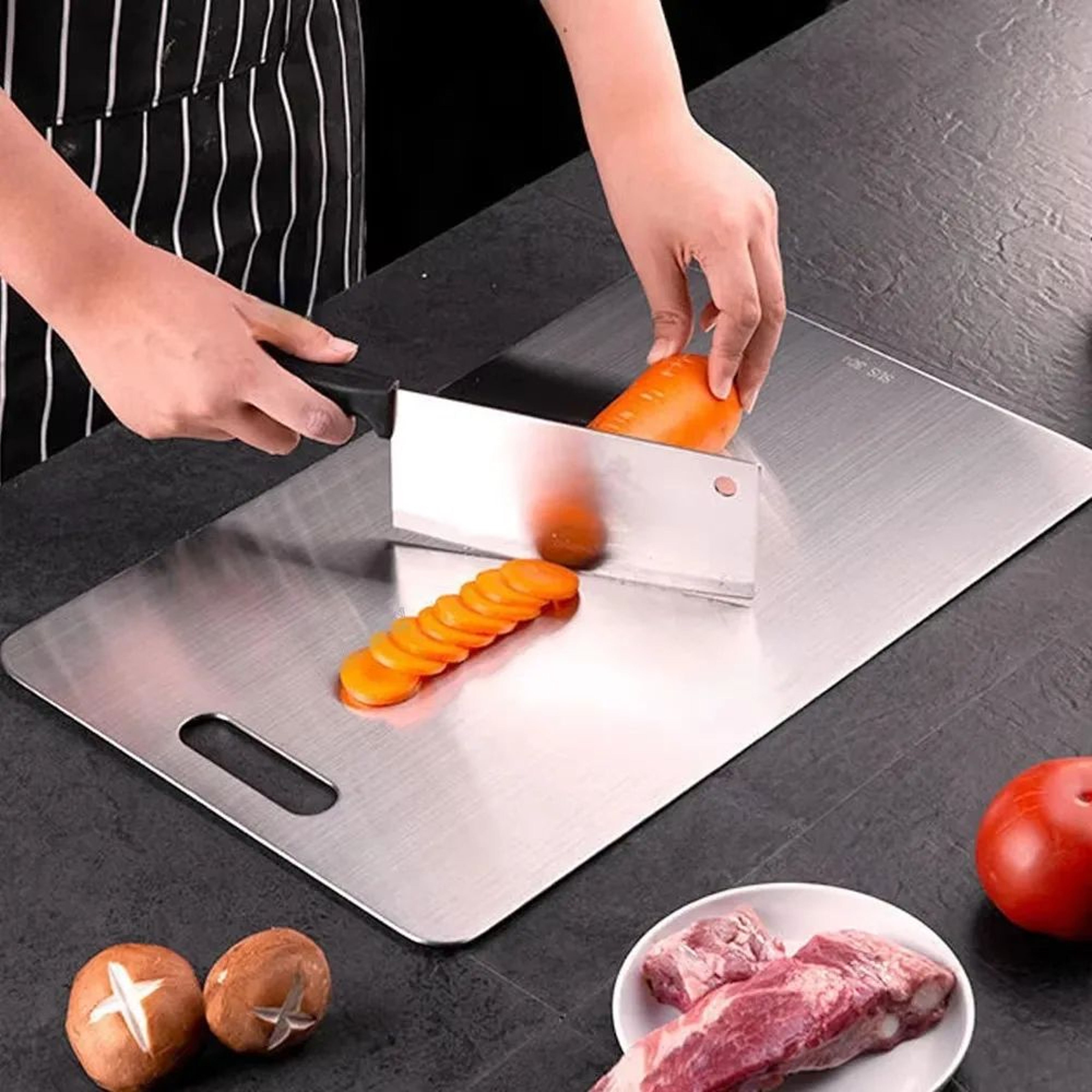 Titanium  SUS316 Stainless Steel Cutting Board  DoubleSided Food Grade Kitchen Board 1