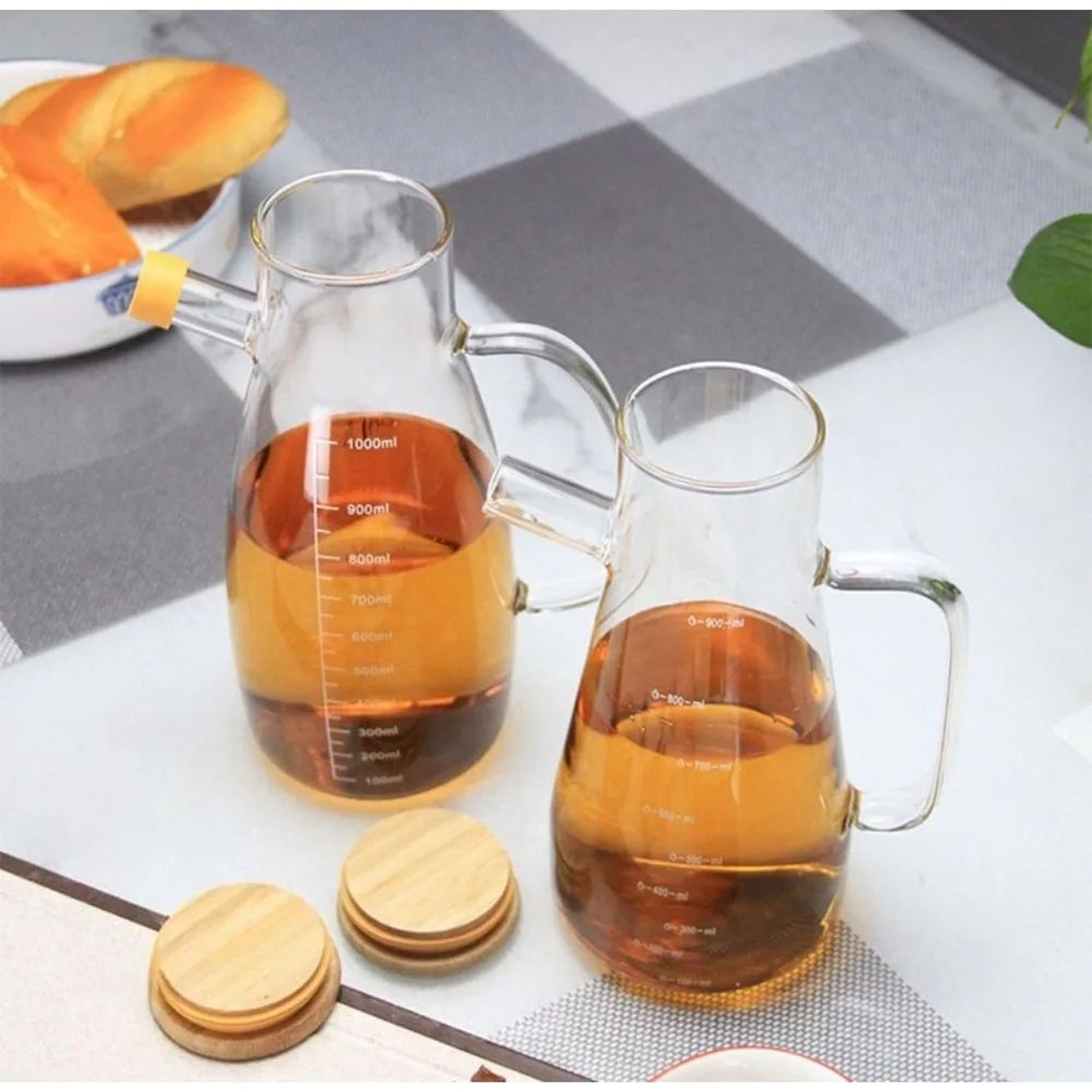 34oz Glass Olive Oil Bottle With Graduation  LeakProof Oil Dispenser For Kitchen  Outdoor Use 2
