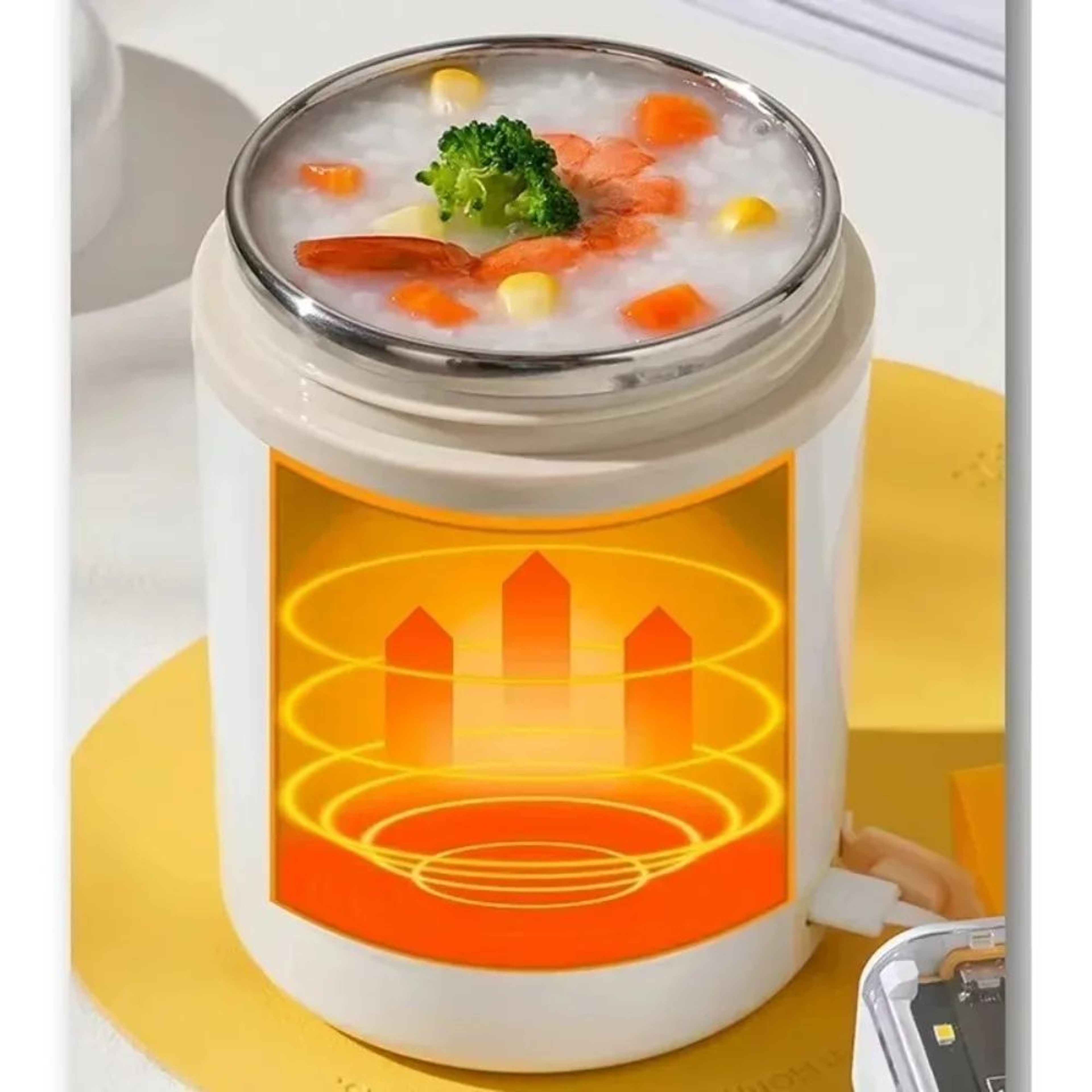 600ml Electric Heating Lunch Box  USB Powered Portable Food Warmer With Stainless Steel Container 2