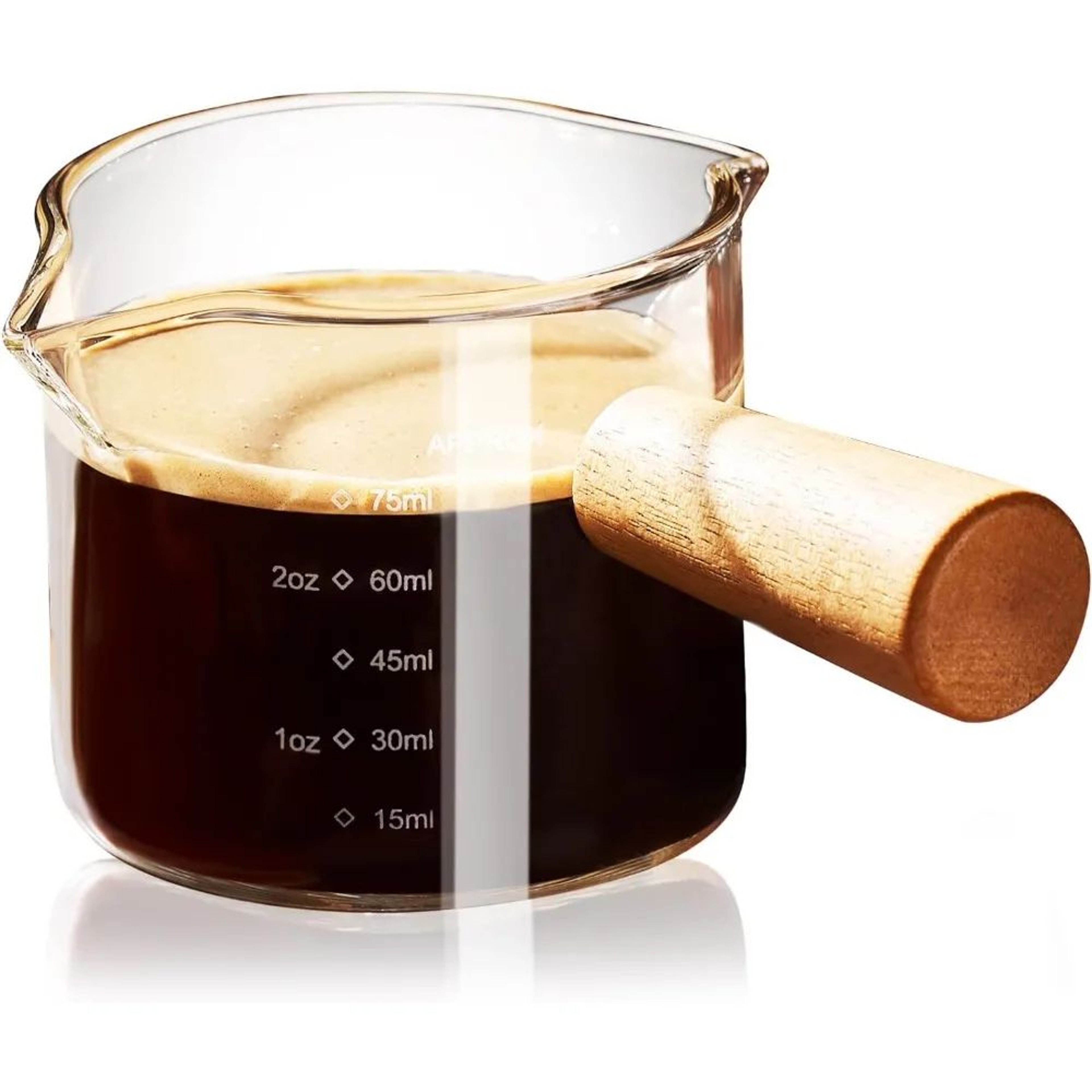 Italian Glass Espresso Measuring Cup With Handle  35oz Double Spout Coffee Cup With Scale 5