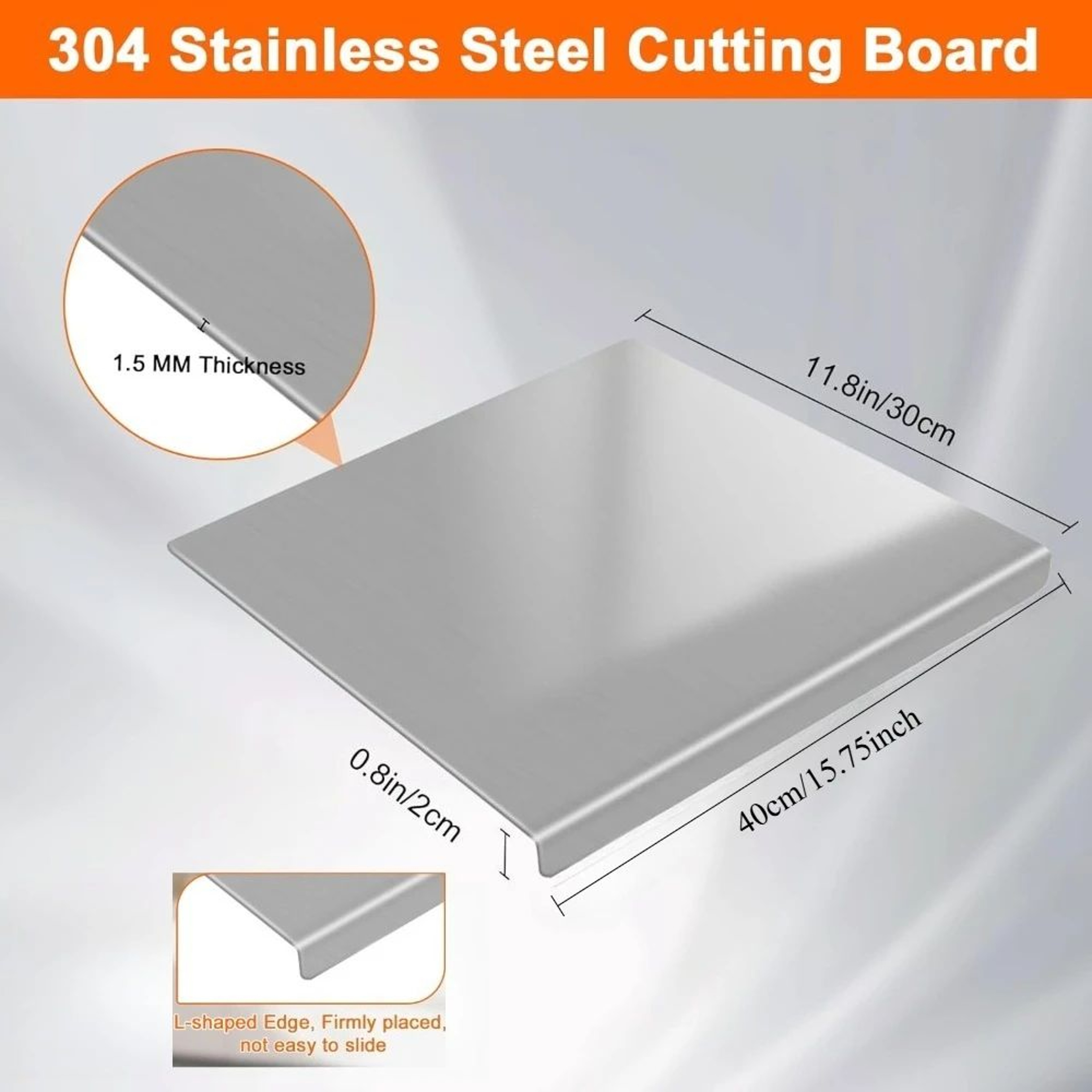 304 Stainless Steel Cutting Board  Large Metal Cutting Board For Meat Vegetables  Baking 1