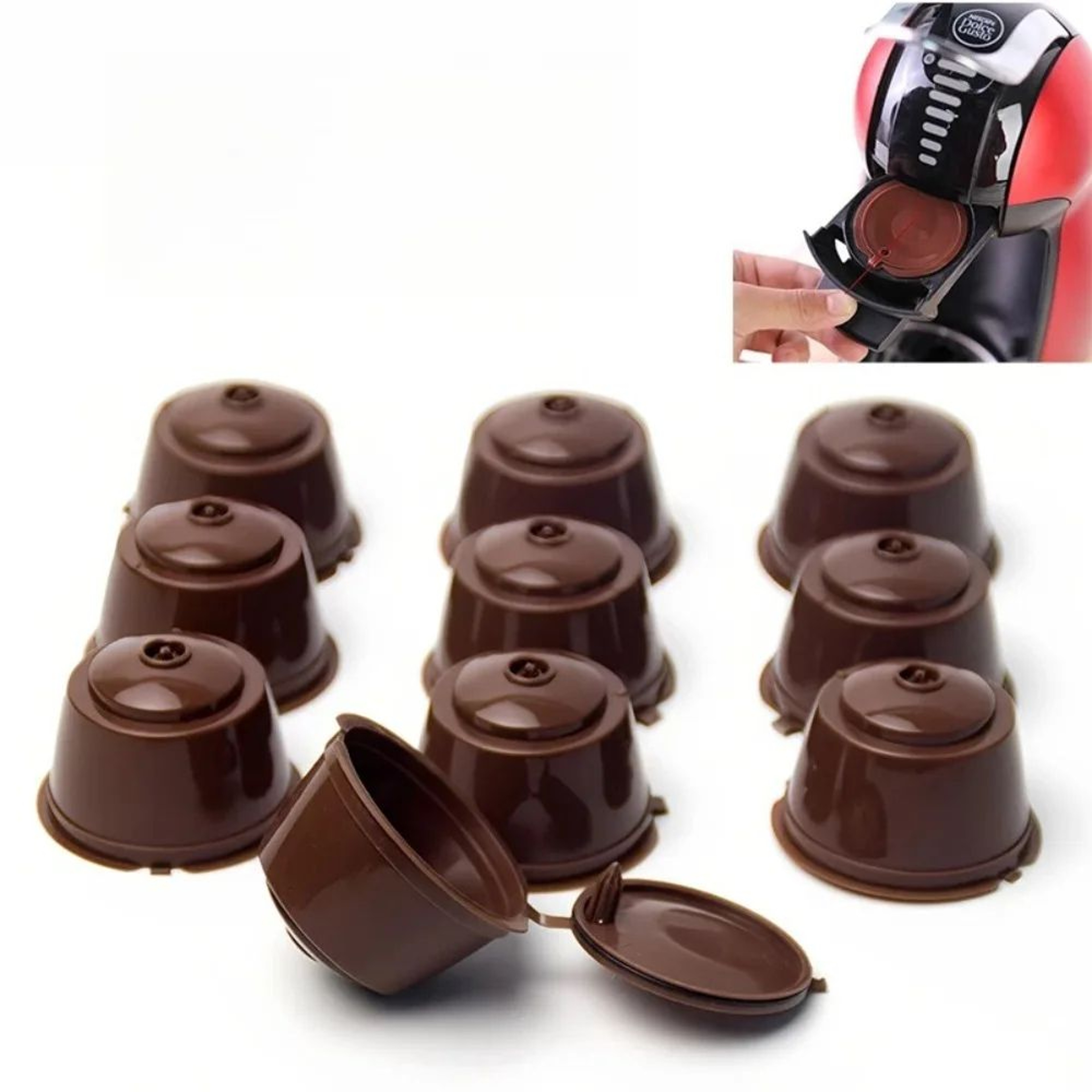 10Pack Reusable Dolce Gusto Capsules  Refillable Coffee Pods With Spoon  Cleaning Brush 0