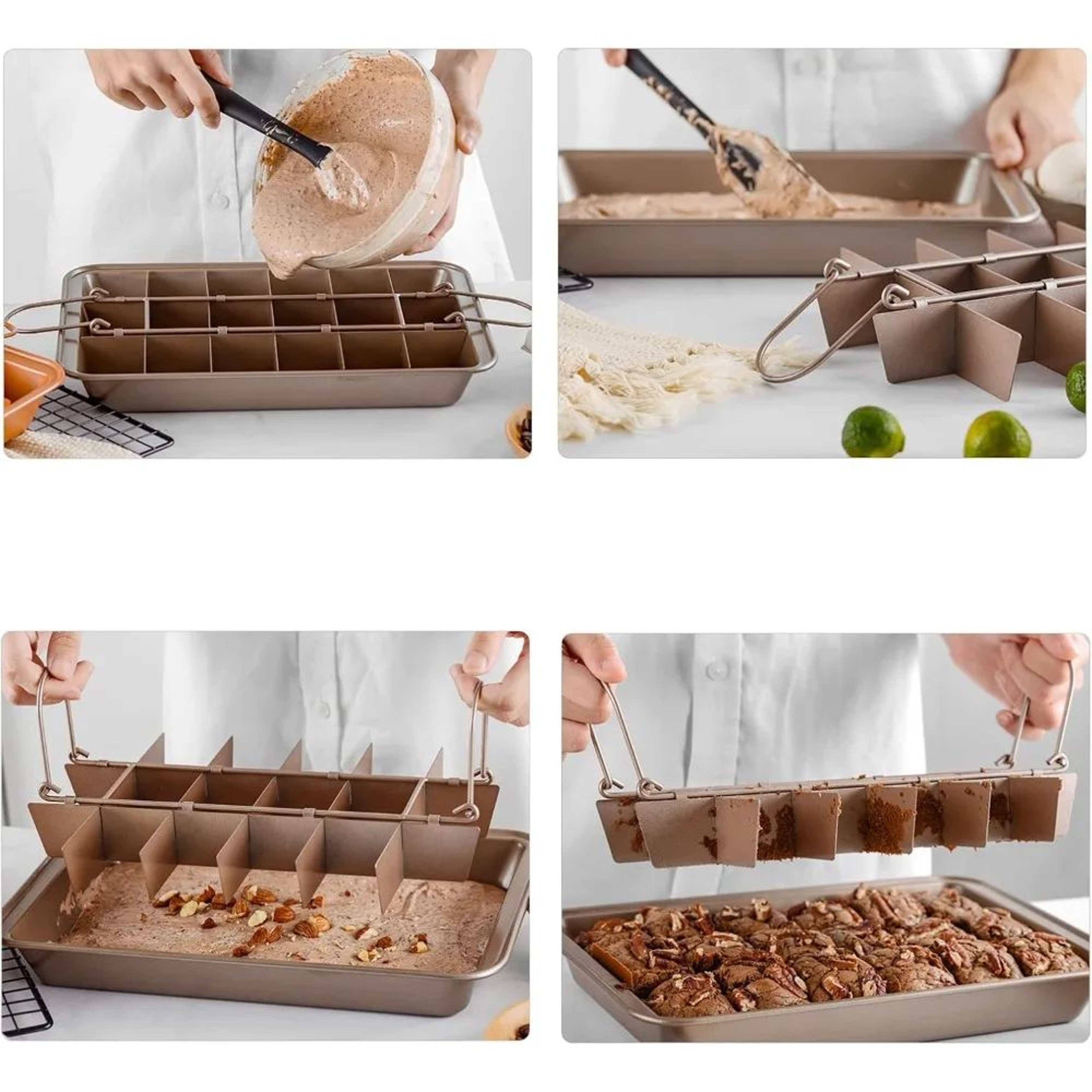 NonStick Divided Brownie Baking Pan  Sectioned Square Tray For Even Perfect Portions 3