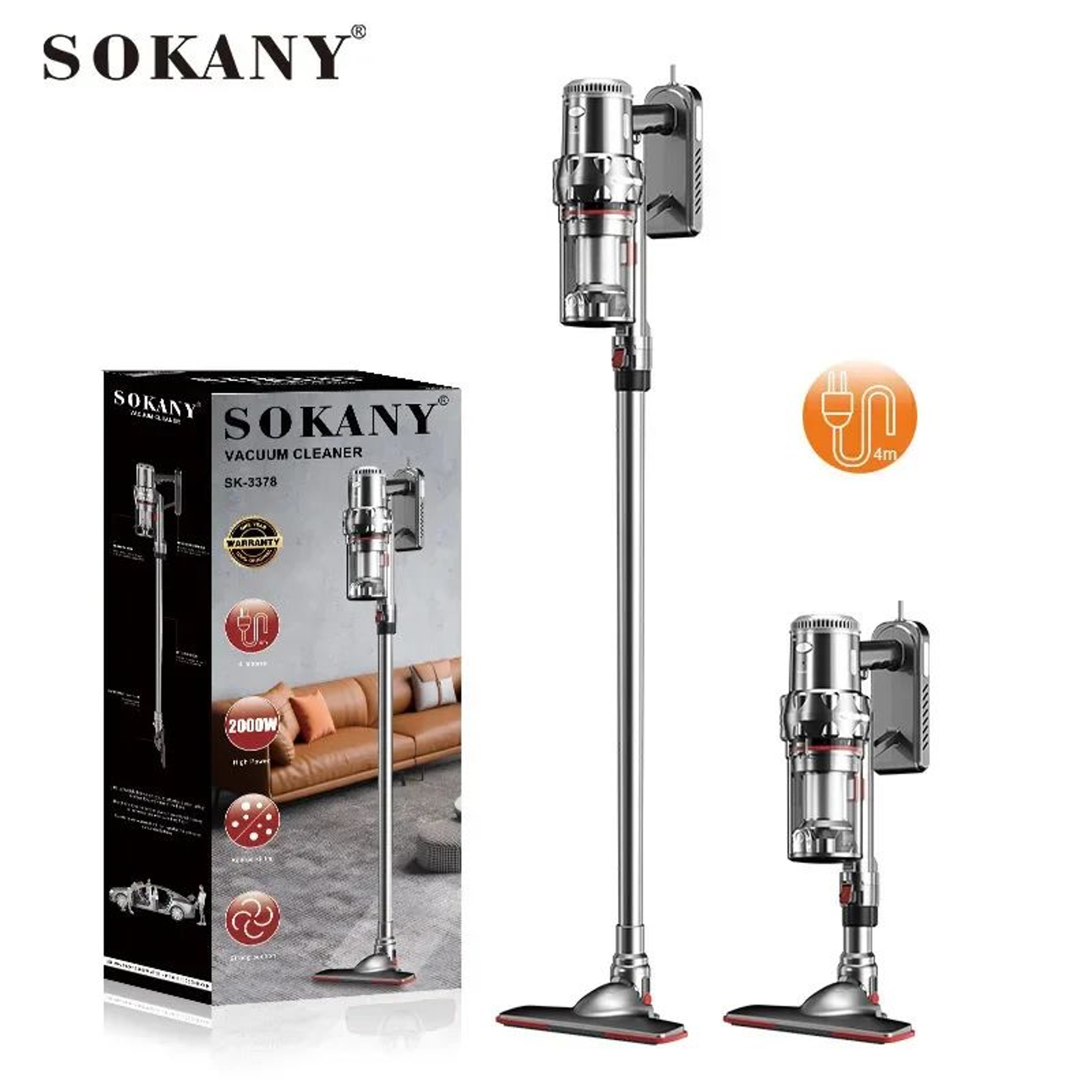 SOKANY 3378 Handheld  Vertical Vacuum Cleaner  Compact Corded MultiFunction Home Cleaning Tool 3