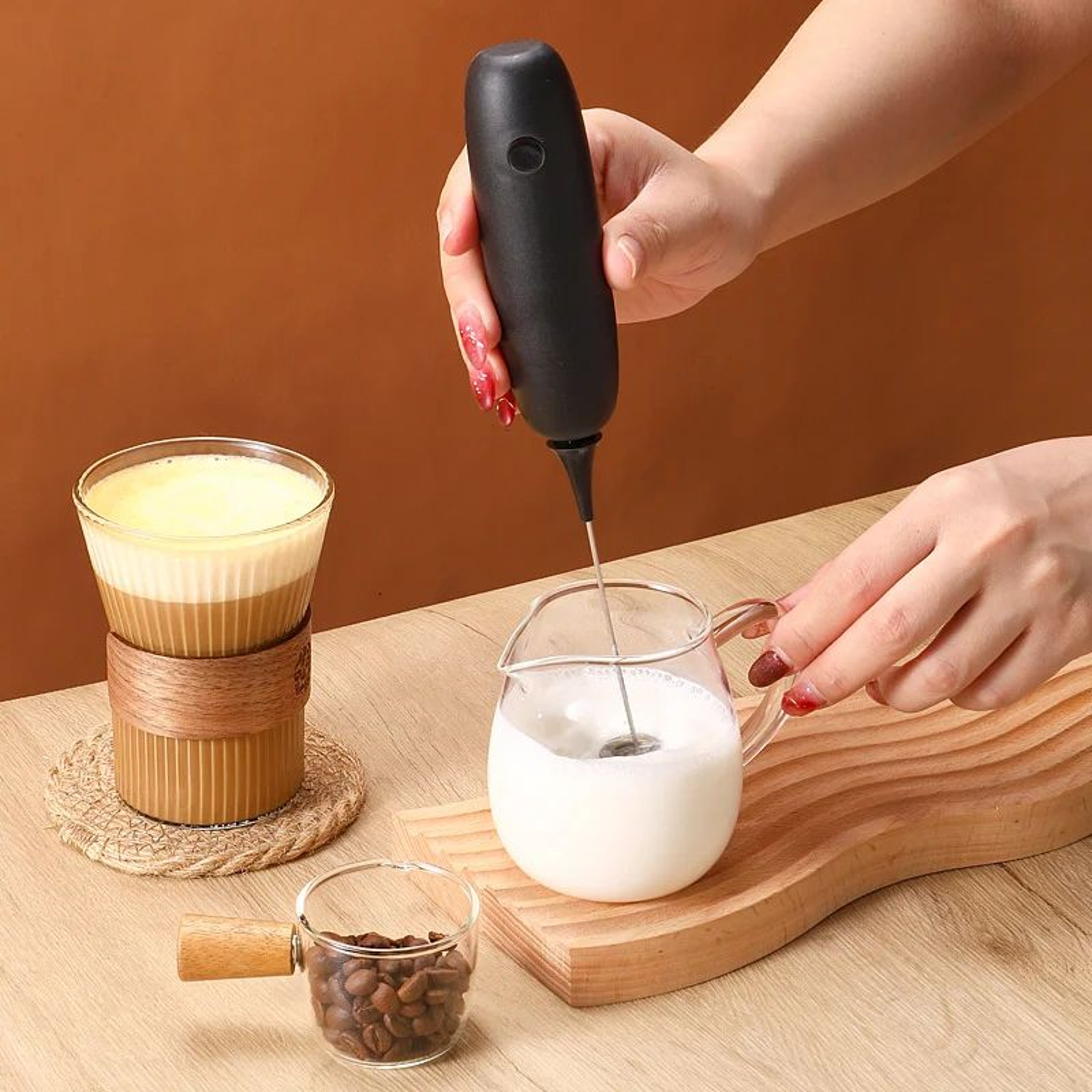 Portable Electric Milk Frother  Handheld Coffee Foam Maker For Lattes  Cappuccinos 1