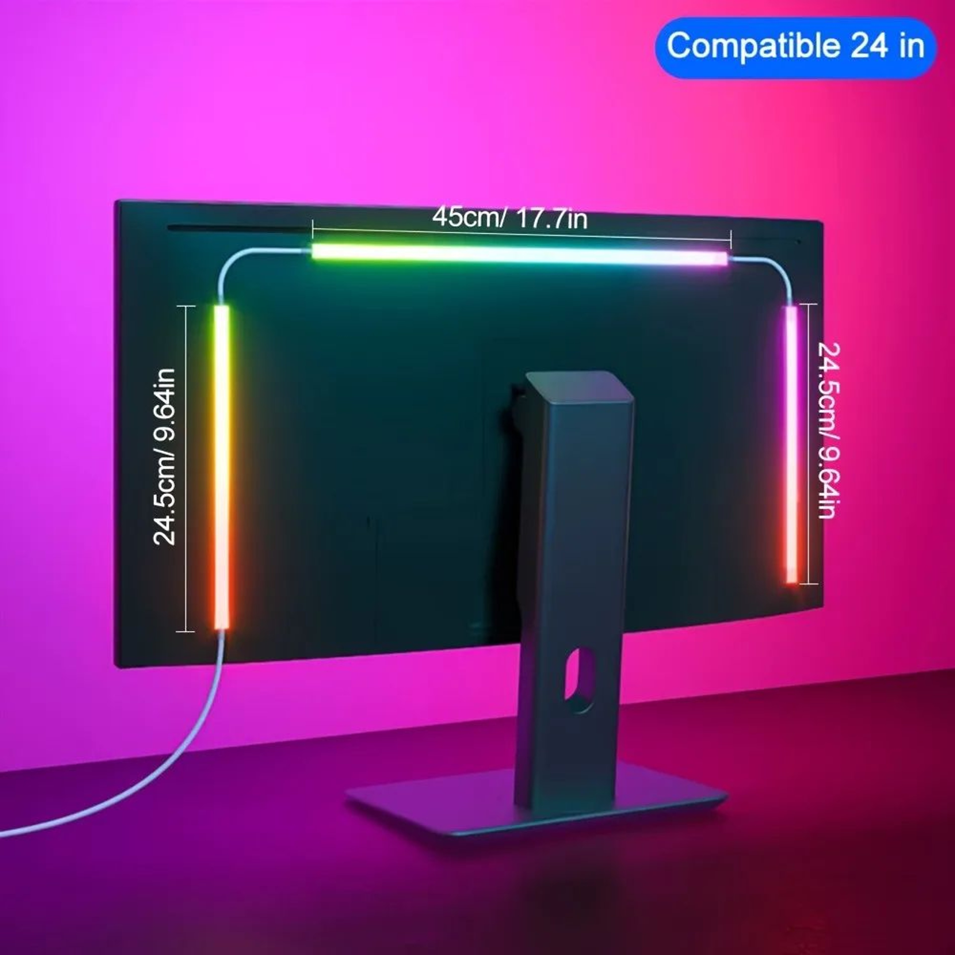 RGB Gaming Monitor LED Backlight  Smart USB Monitor Light With Music Sync  App Control 4