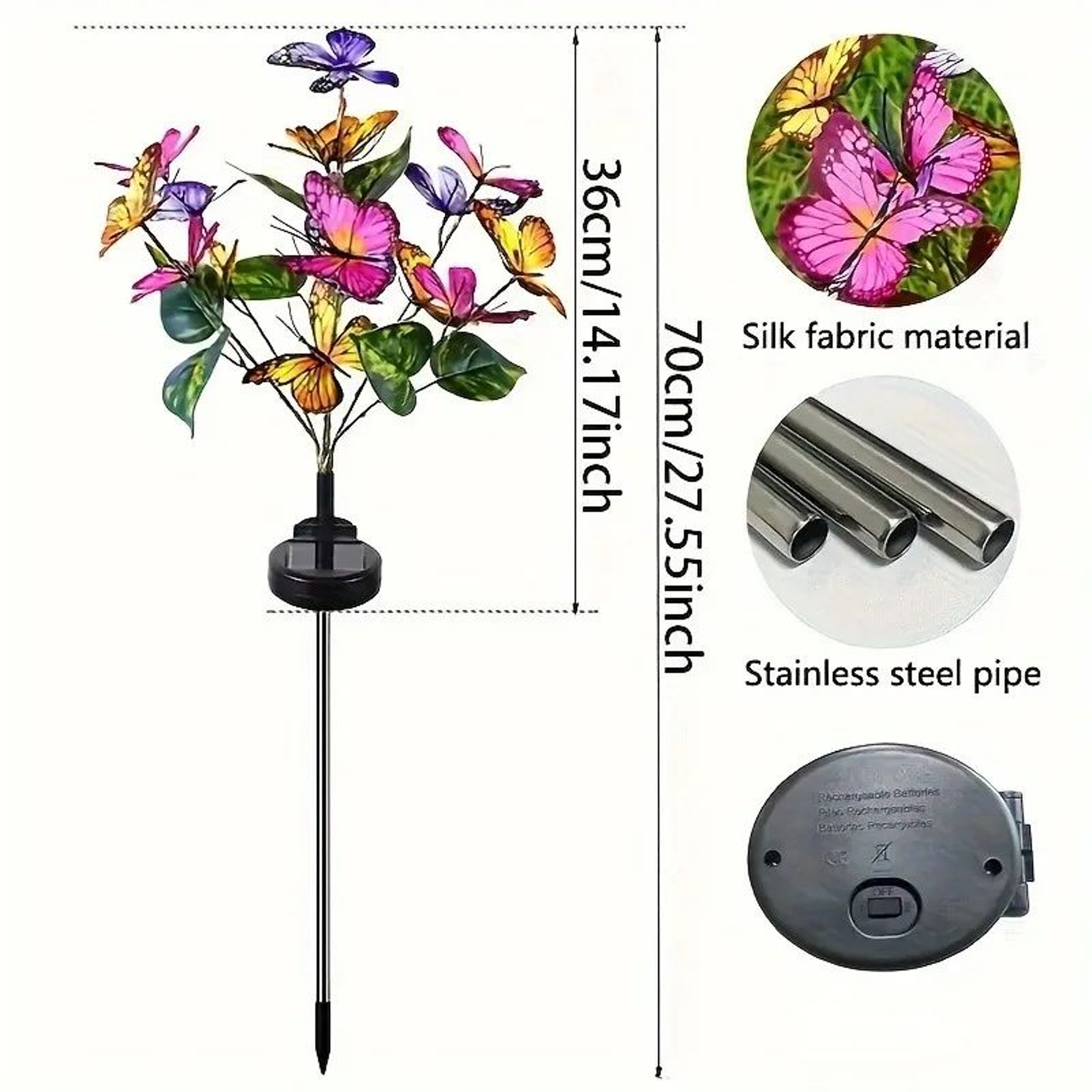 Solar Butterfly Tree Garden Light  MultiColor Outdoor Solar Yard  Patio Decor 5