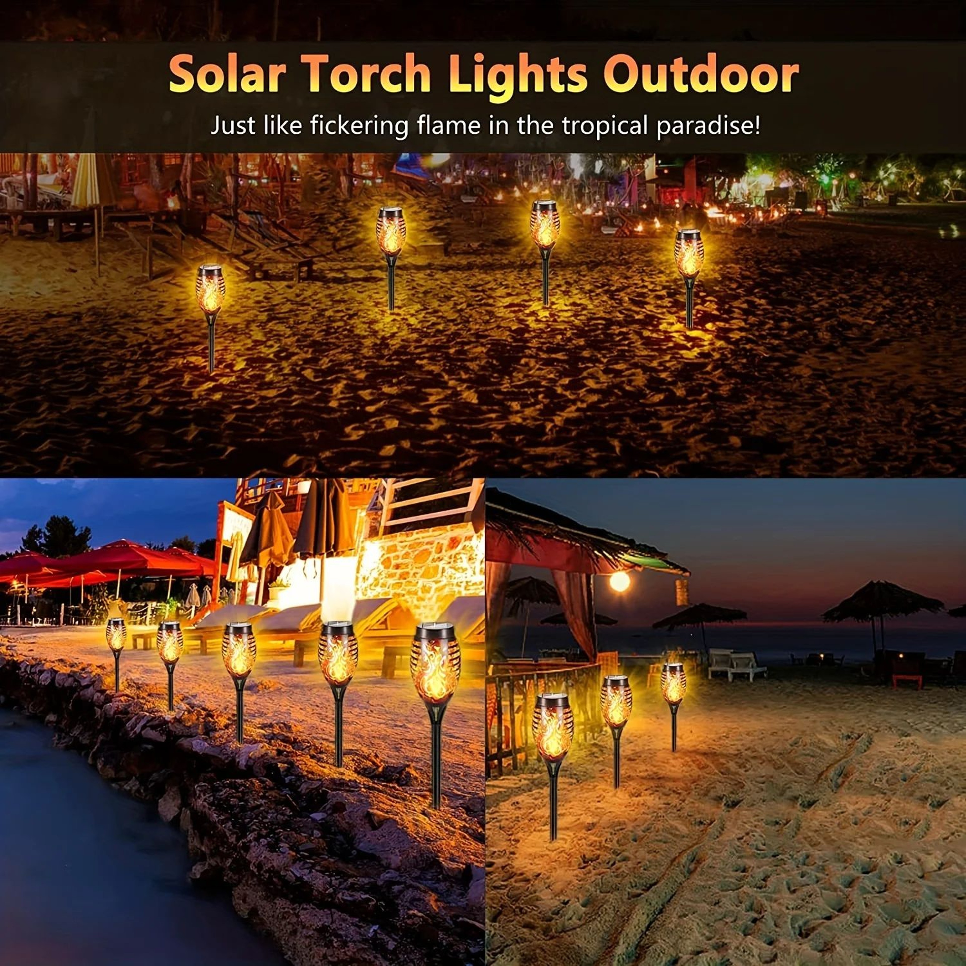 12 LED Solar Flame Torch Lights Waterproof Outdoor Garden Lights For Yard Pathway And Holiday Decor 2