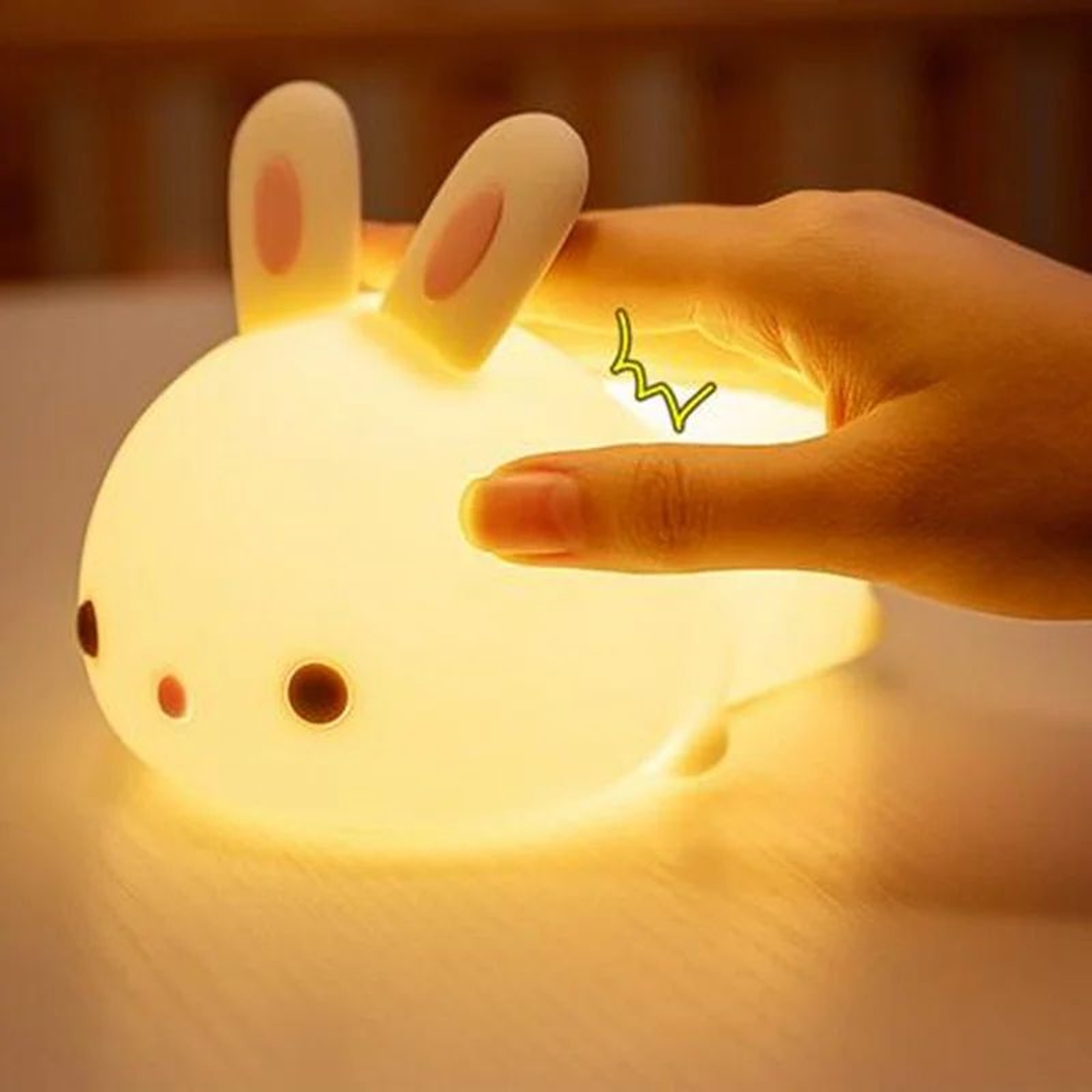 Touch Sensor RGB Bunny Night Light  Silicone Bunny Lamp With 16 Colors USB Rechargeable For Kids  B 0