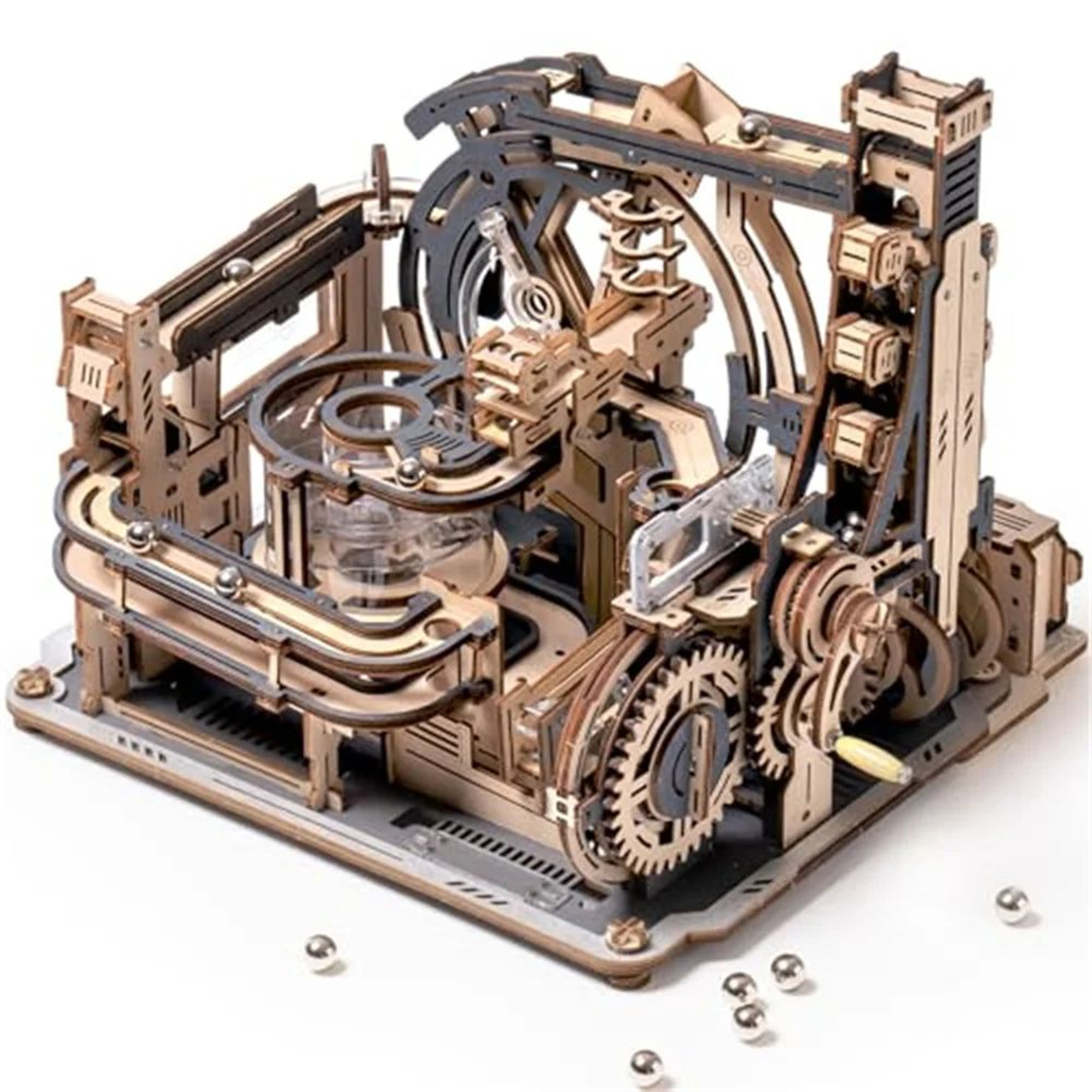 ROKR Marble Spaceport Electric 3D Wooden Puzzle  Motorized Marble Run STEM Model Kit 8