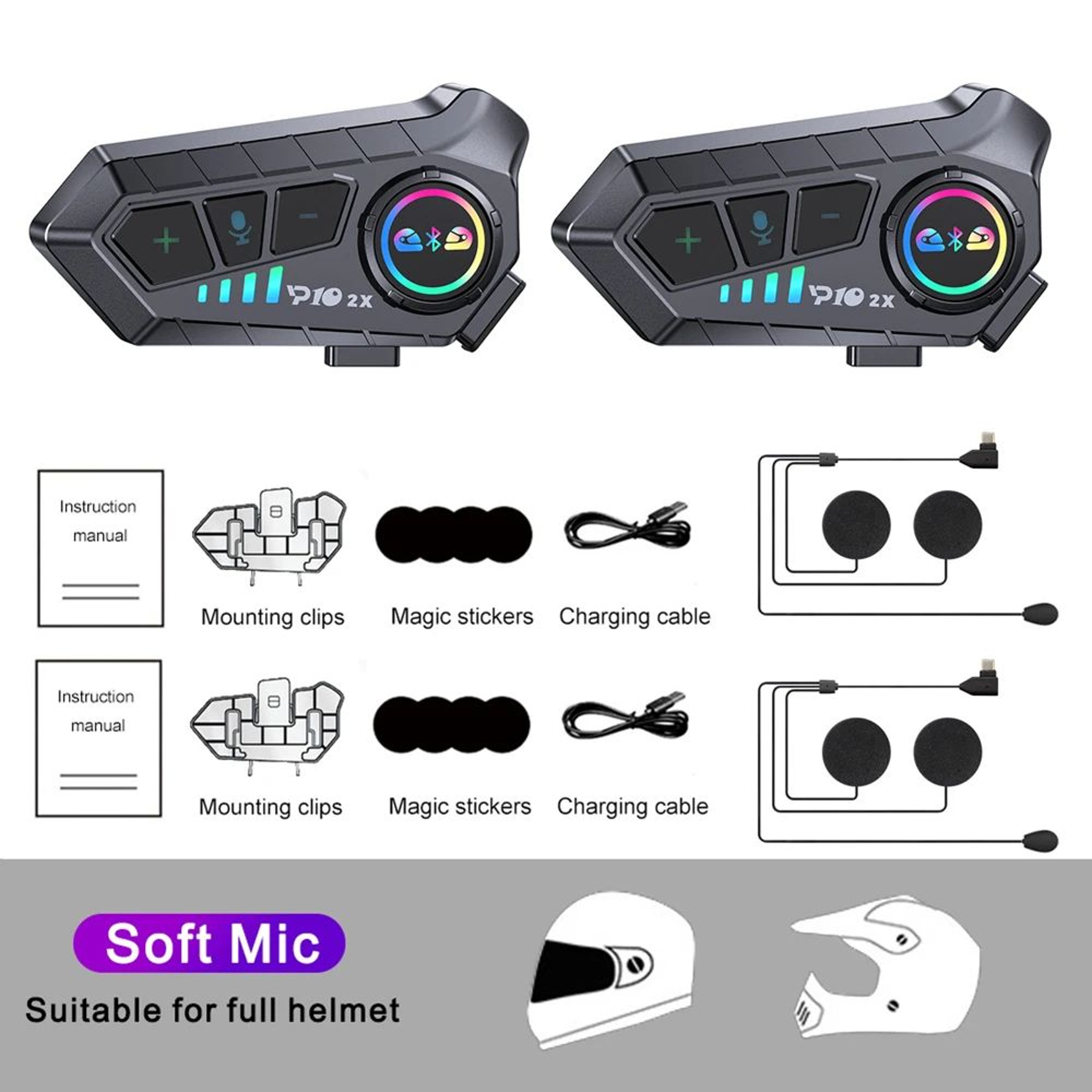 KEBIDUMEI Bluetooth Motorcycle Intercom Headset  300m RidertoRider Communication With Music Sharing 6