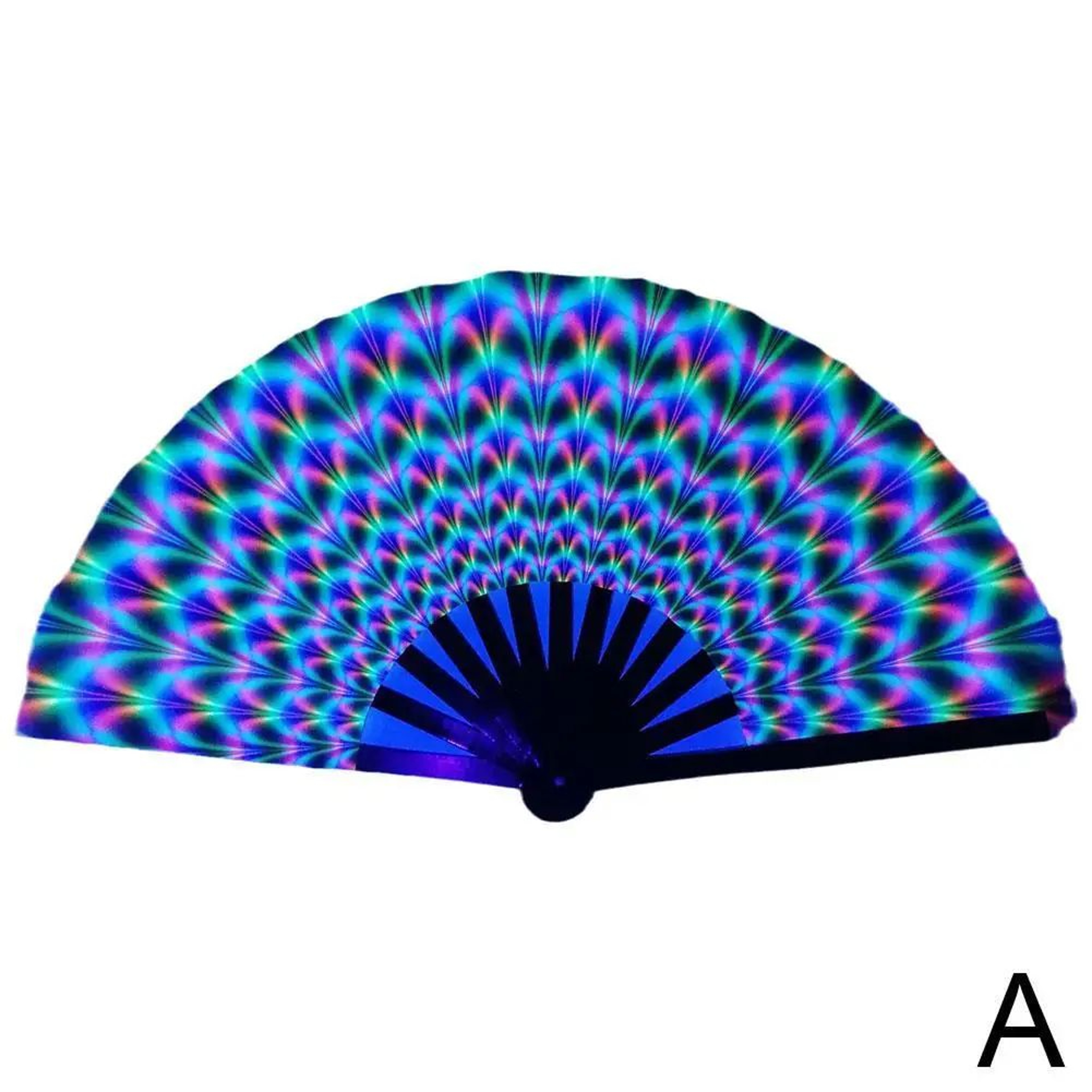 Foldable Rave Hand Fan  Colorful Rave Fan With Reflective Gradient Design For Festivals  Dance 6