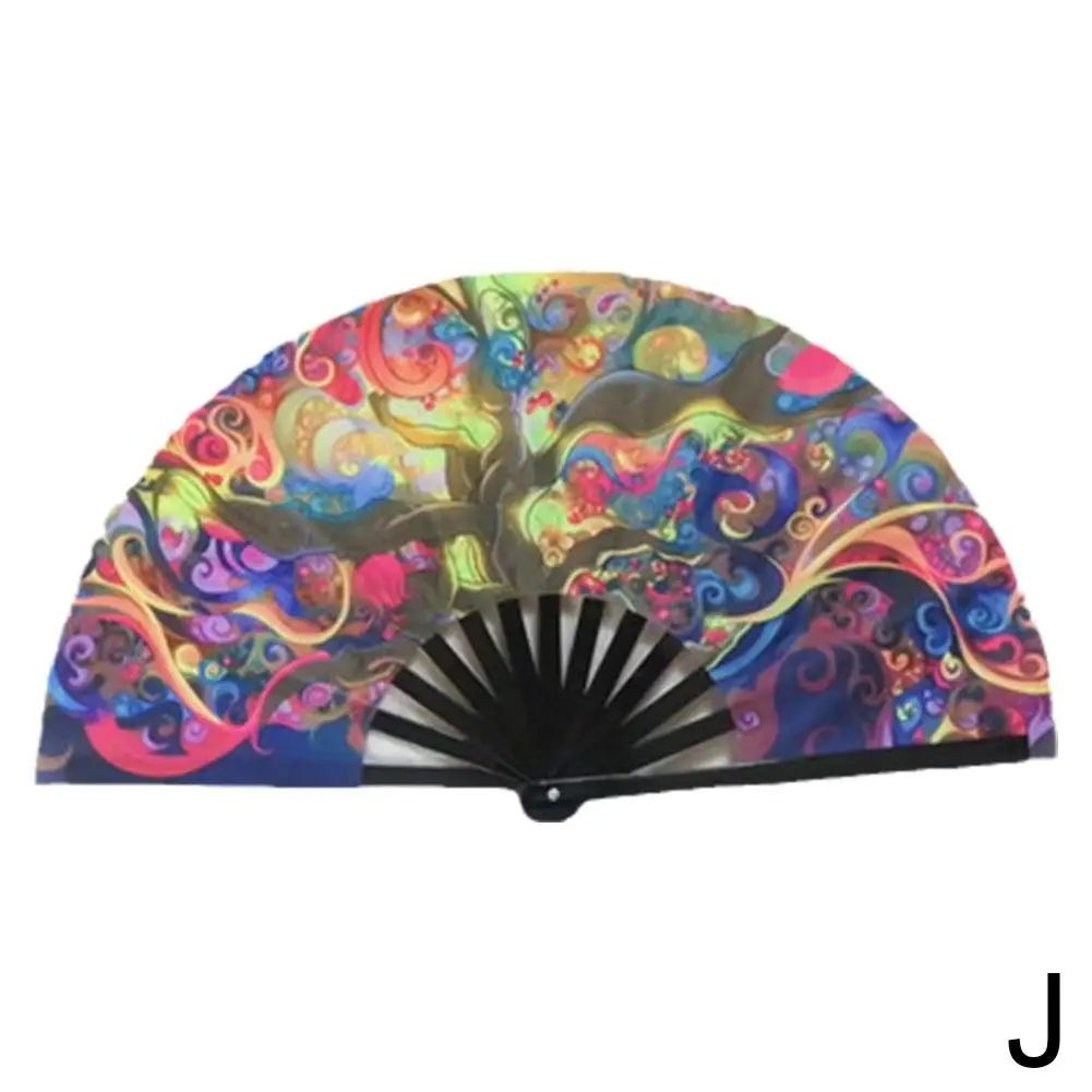 Foldable Rave Hand Fan  Colorful Rave Fan With Reflective Gradient Design For Festivals  Dance 15