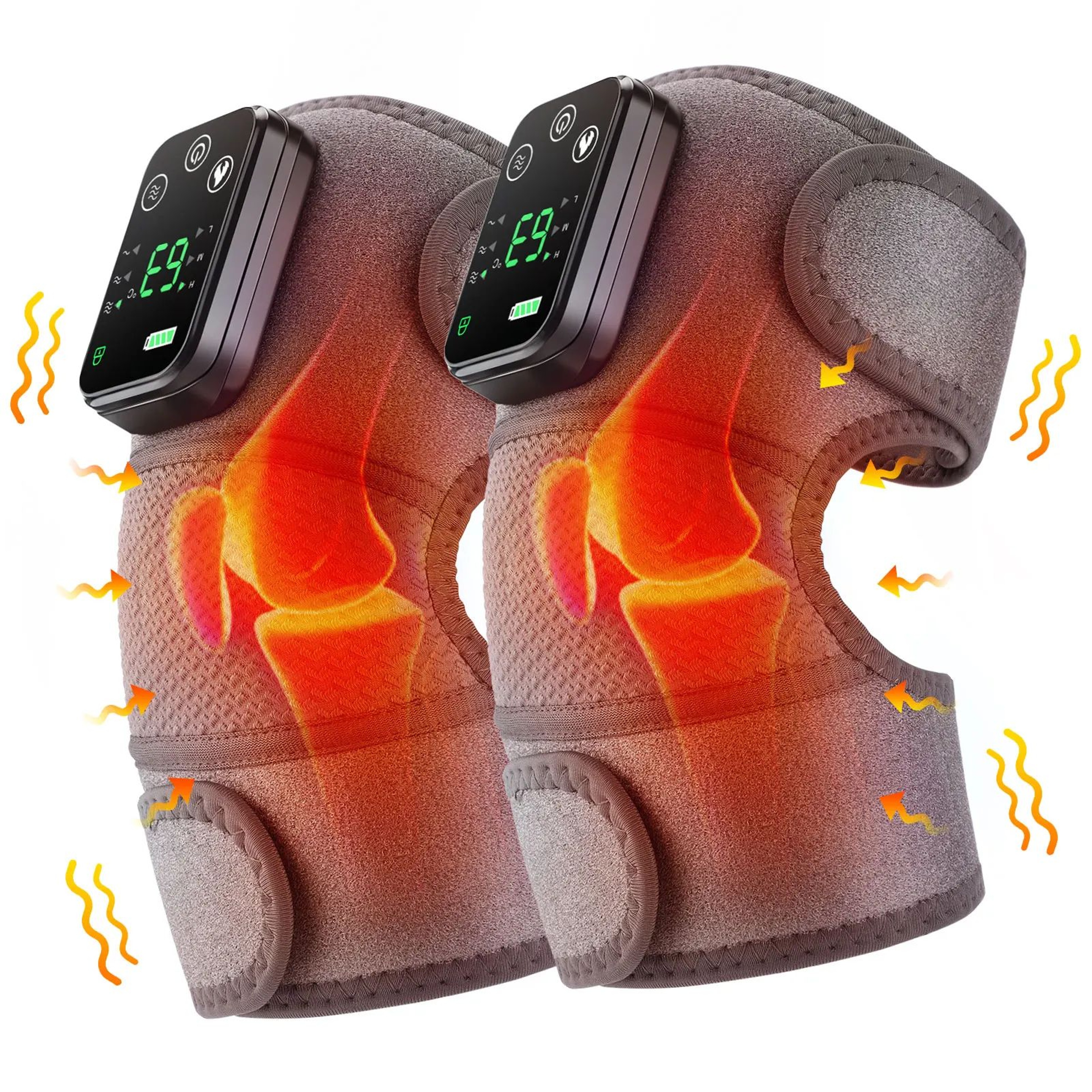 Heated Knee Massage Pad  3in1 Electric Vibration Massager With Hot Compress For Joint Relief 0