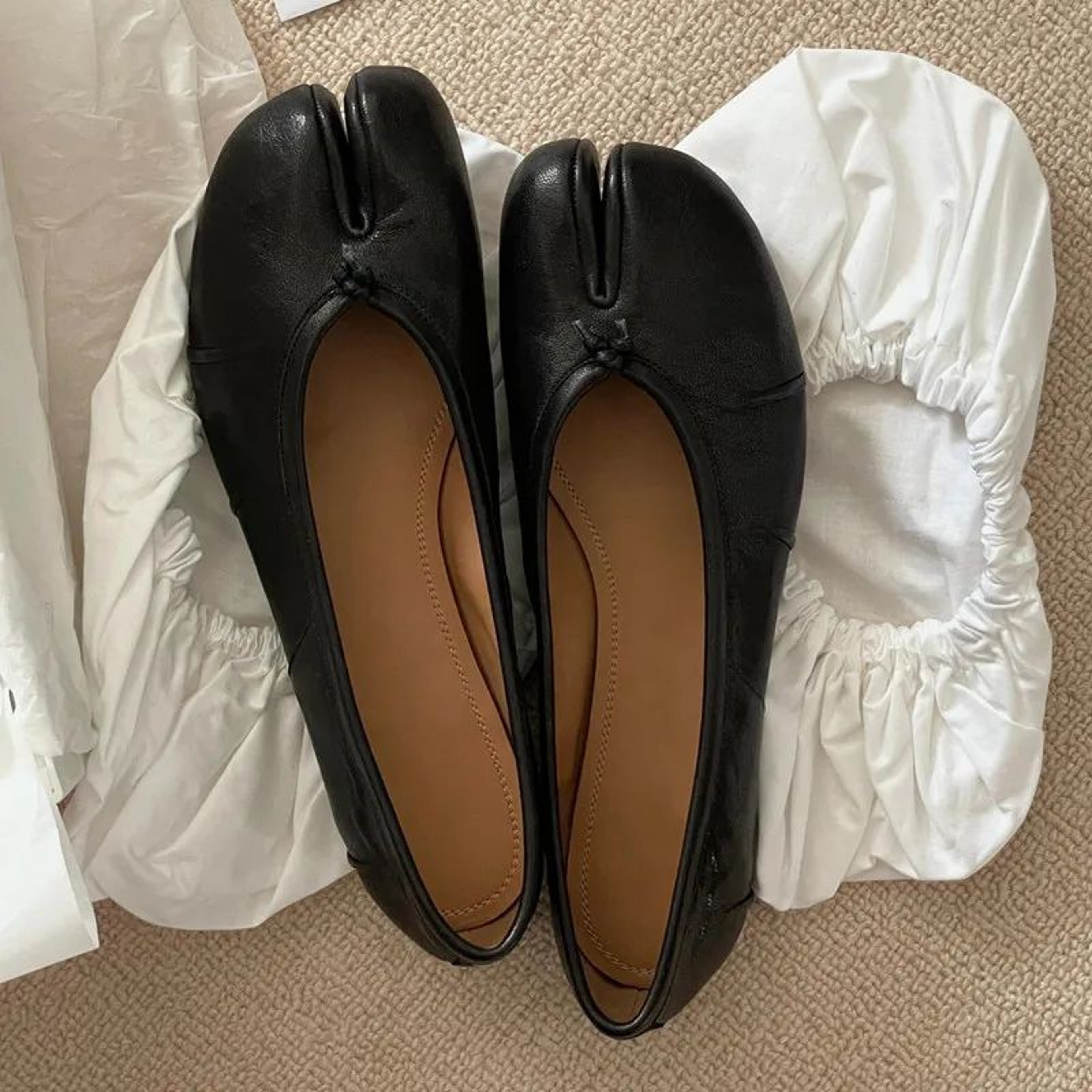 Soft Leather Tabi Ballet Flats Split Toe Comfortable Walking Loafers For Women 8