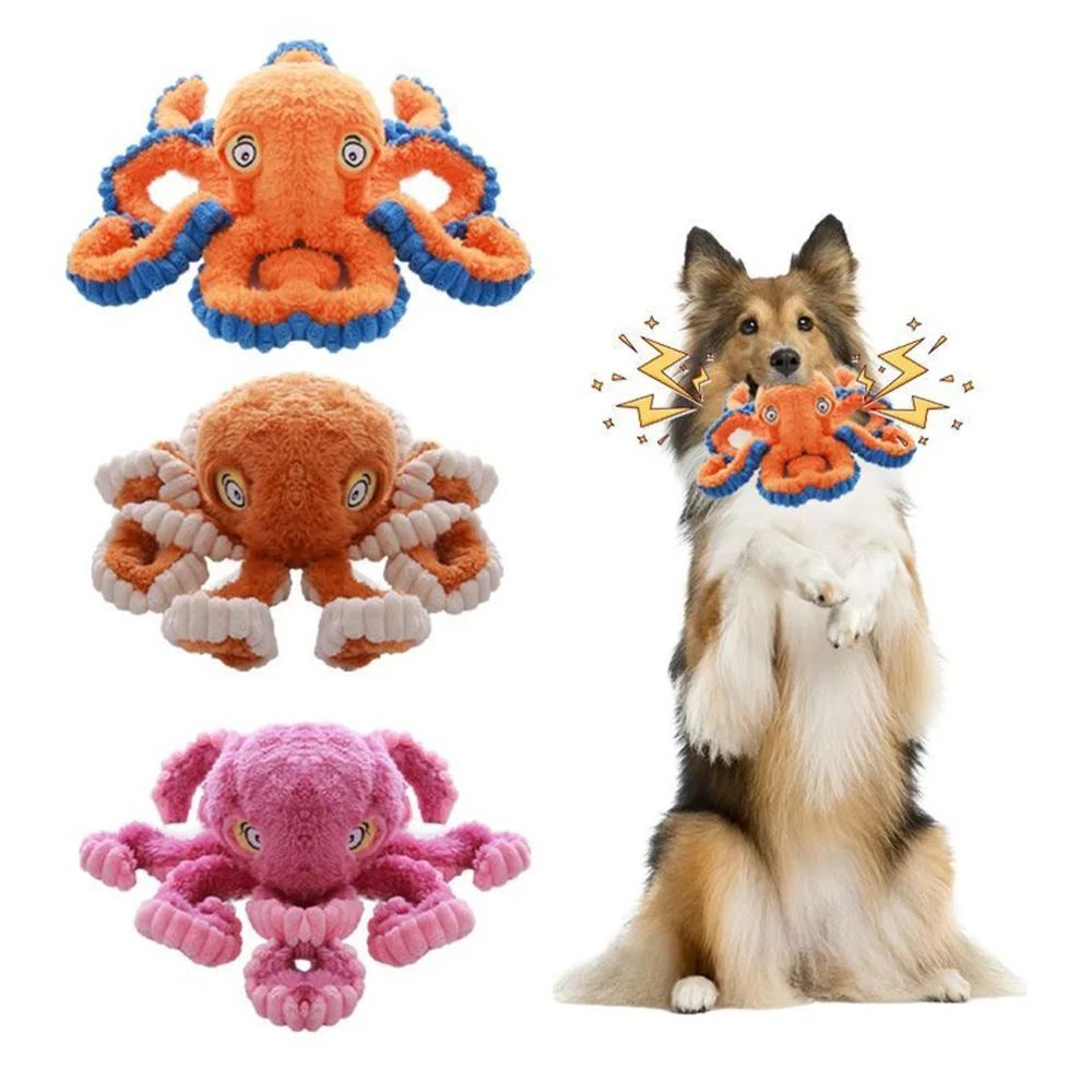 OctoTough Squeak Buddy  Indestructible Dog Toy Plush Octopus With Squeaker 0