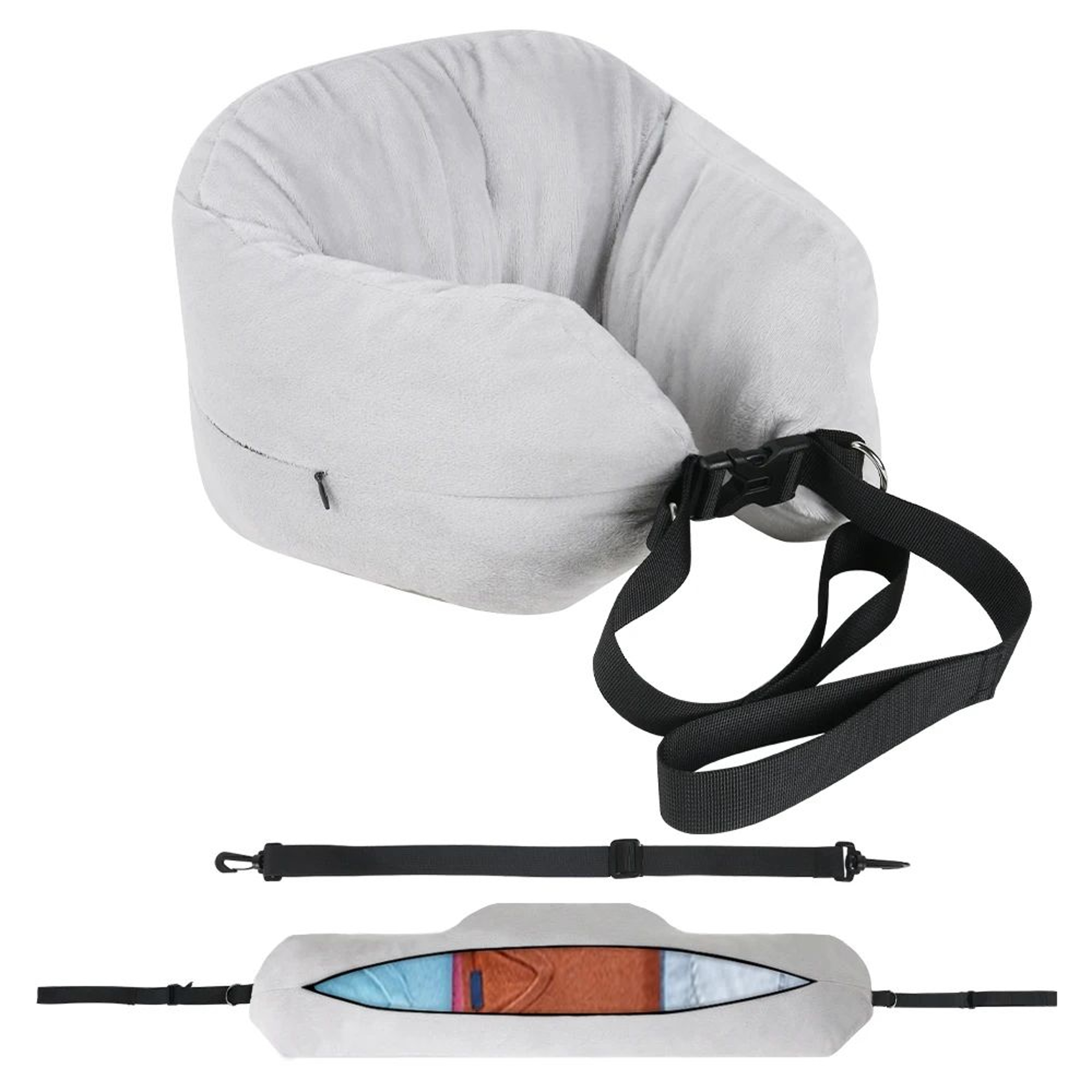 PackSmart Comfort Pillow  Travel Neck Pillow With Fillable Storage  Velvet Cover 4
