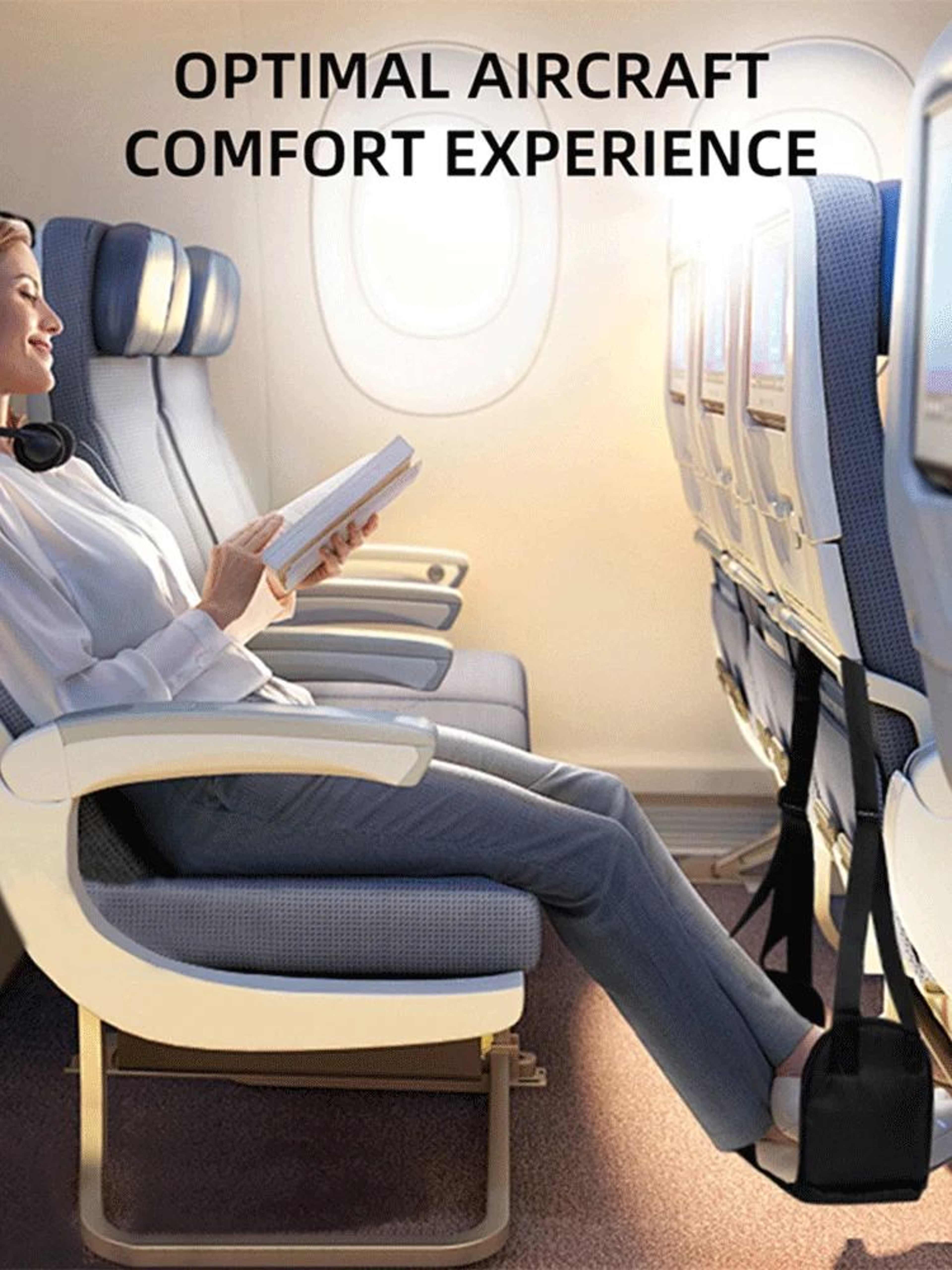 SkyRest Comfort Sling  Airplane Foot Hammock With Memory Foam Pad  Adjustable Strap 0