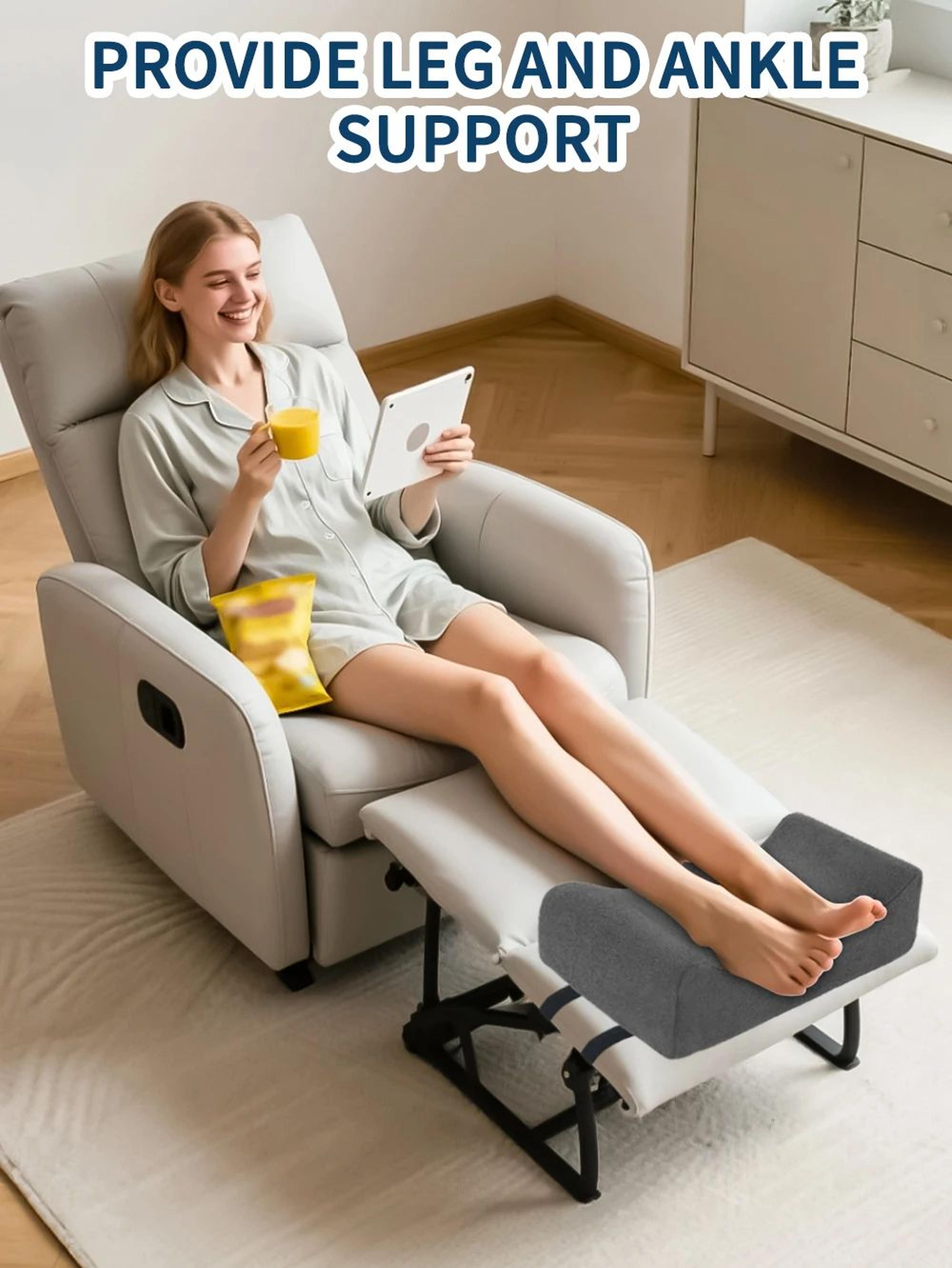 LiftRelief Support Cushion  Leg Elevation Pillow With AntiSlip Base  Secure Straps 7