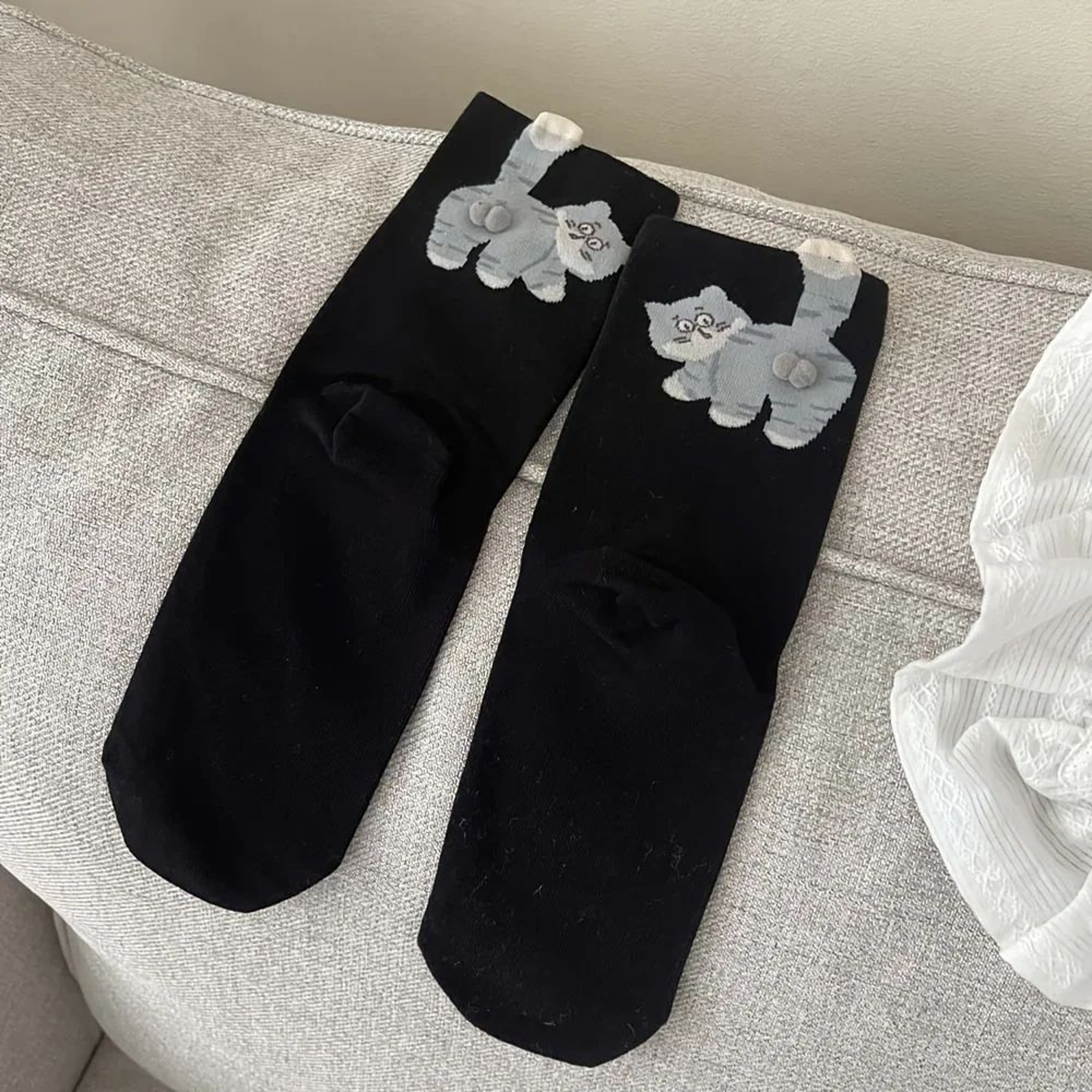 WhiskerWarm Cute Cat Socks Set  Soft Animal Novelty Socks In Grey White  Black 3 Pairs 5