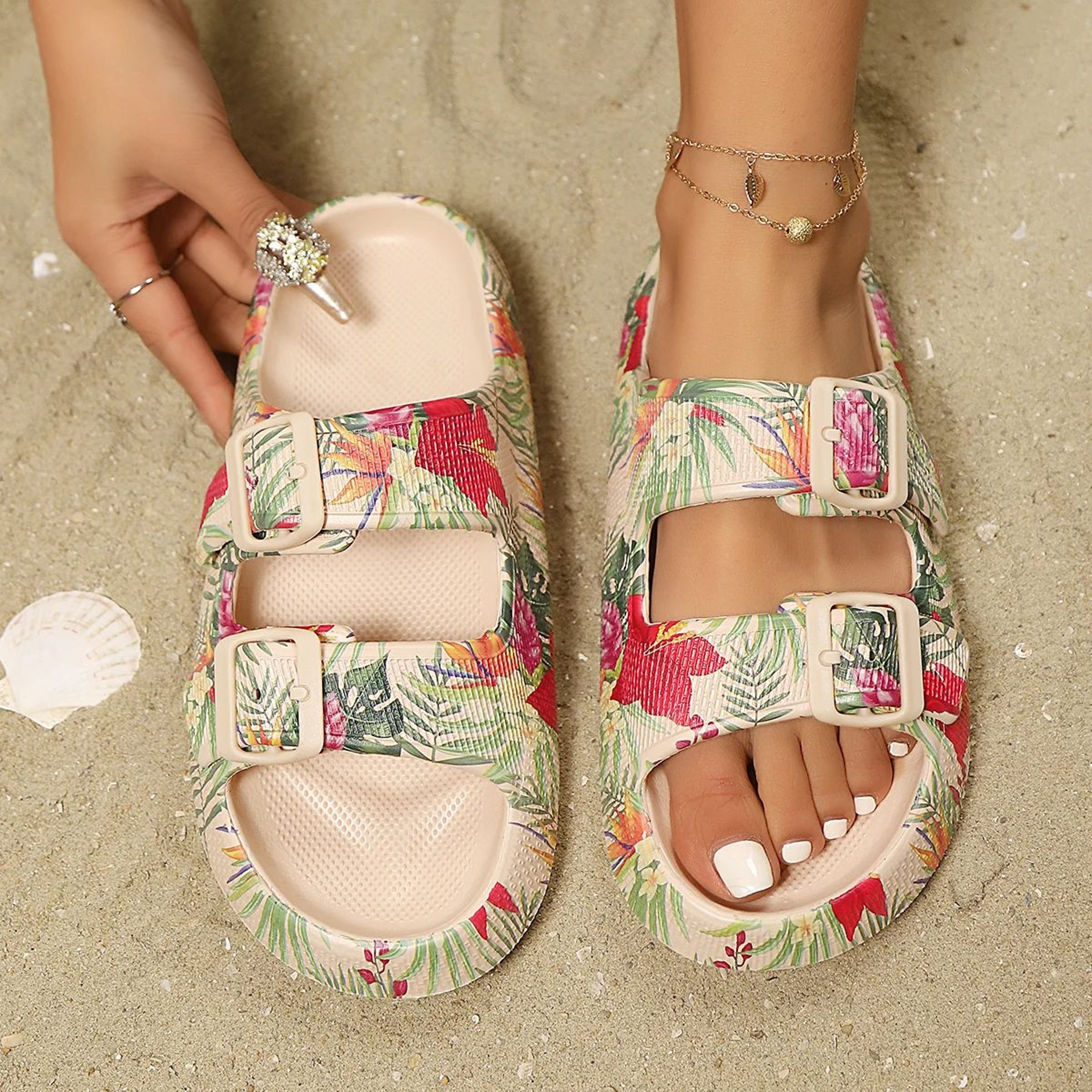 Premium Leopard Comfort Cloud Slides  Women ThickSole Summer Beach  Travel Sandals 10