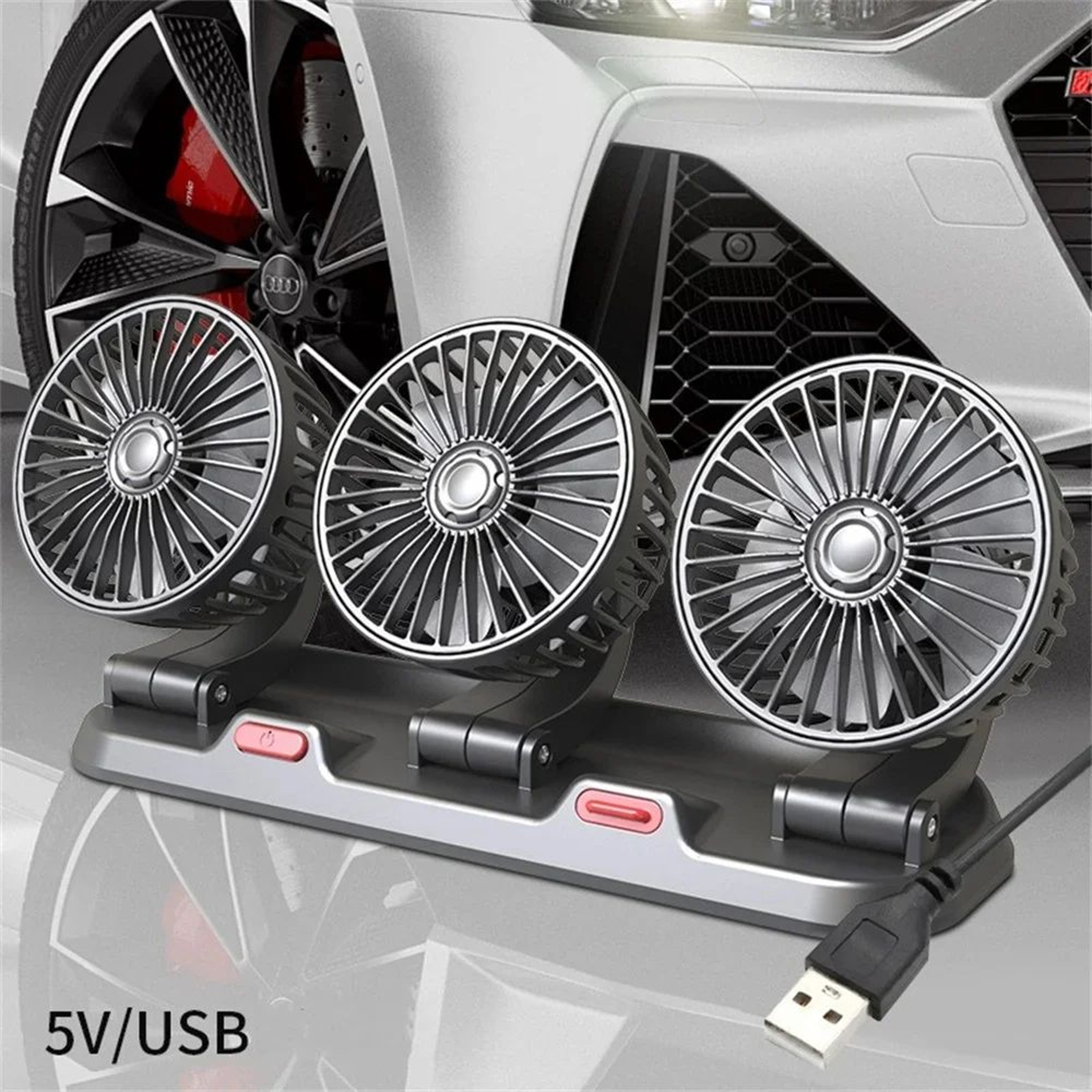 TriBreeze Car Fan  360 Adjustable Automotive Cooling Fan With Triple Heads 8