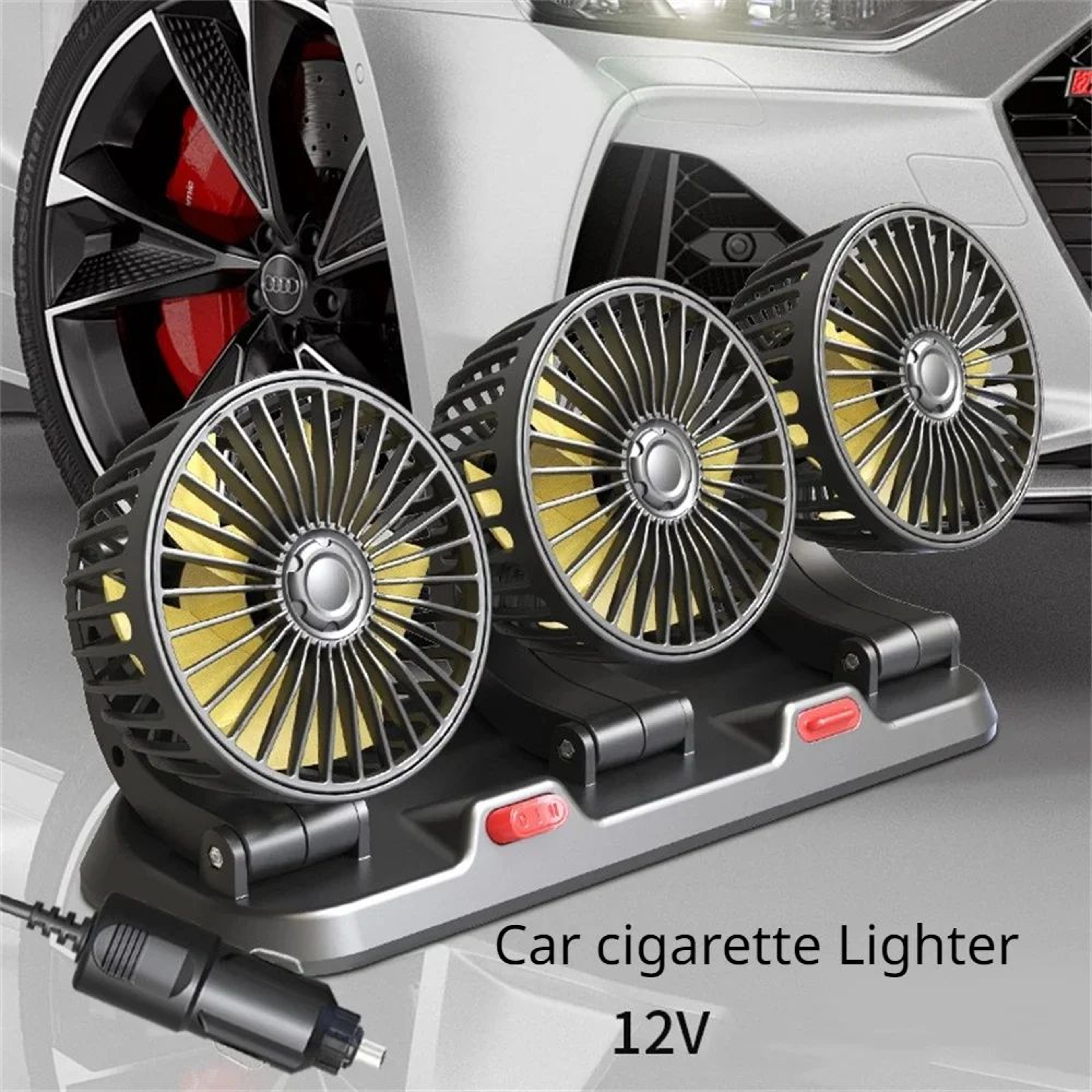 TriBreeze Car Fan  360 Adjustable Automotive Cooling Fan With Triple Heads 9