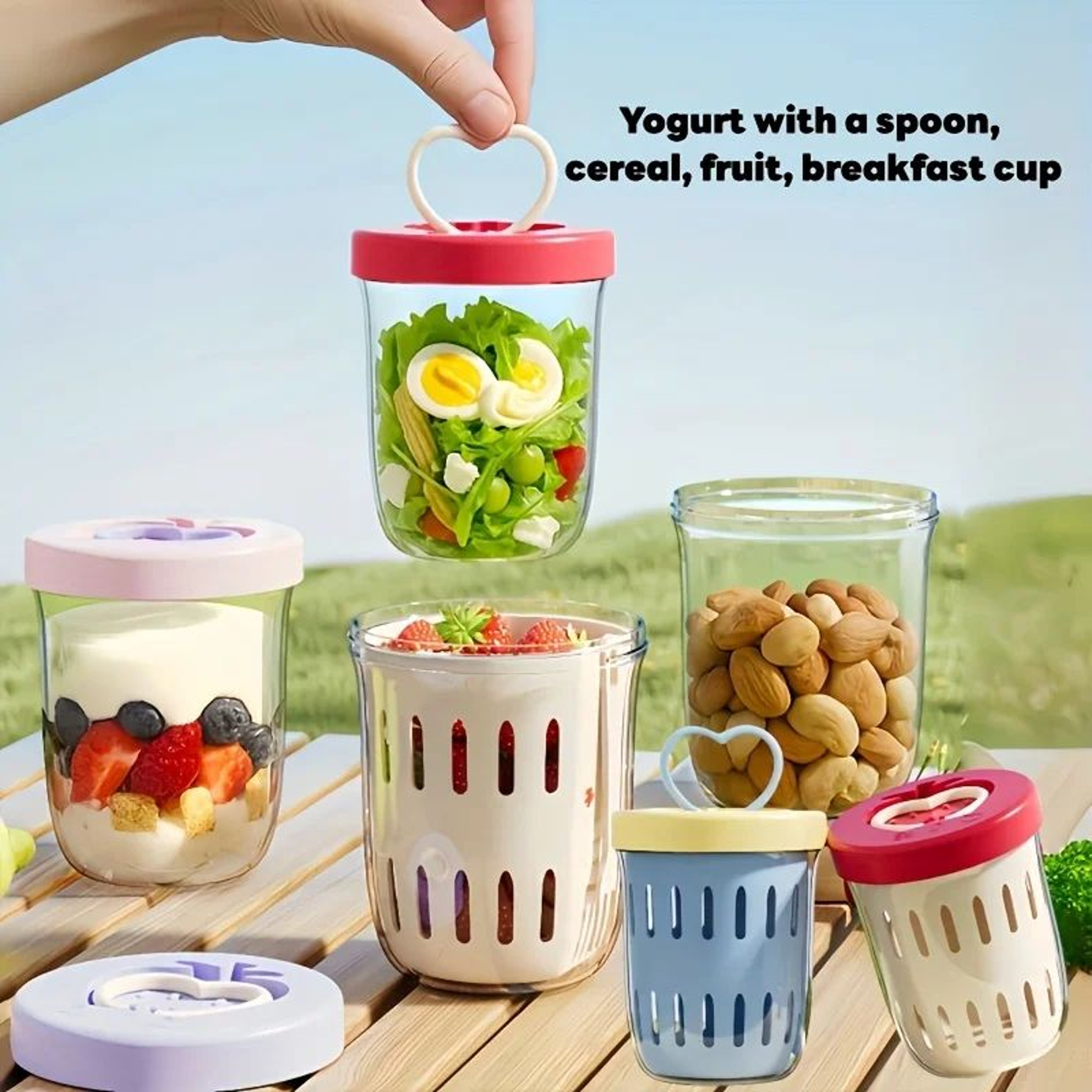 FreshDrop DoubleLayer Fruit Cup With Fork  LeakProof Fruit Snack Cup For OntheGo Eating 3
