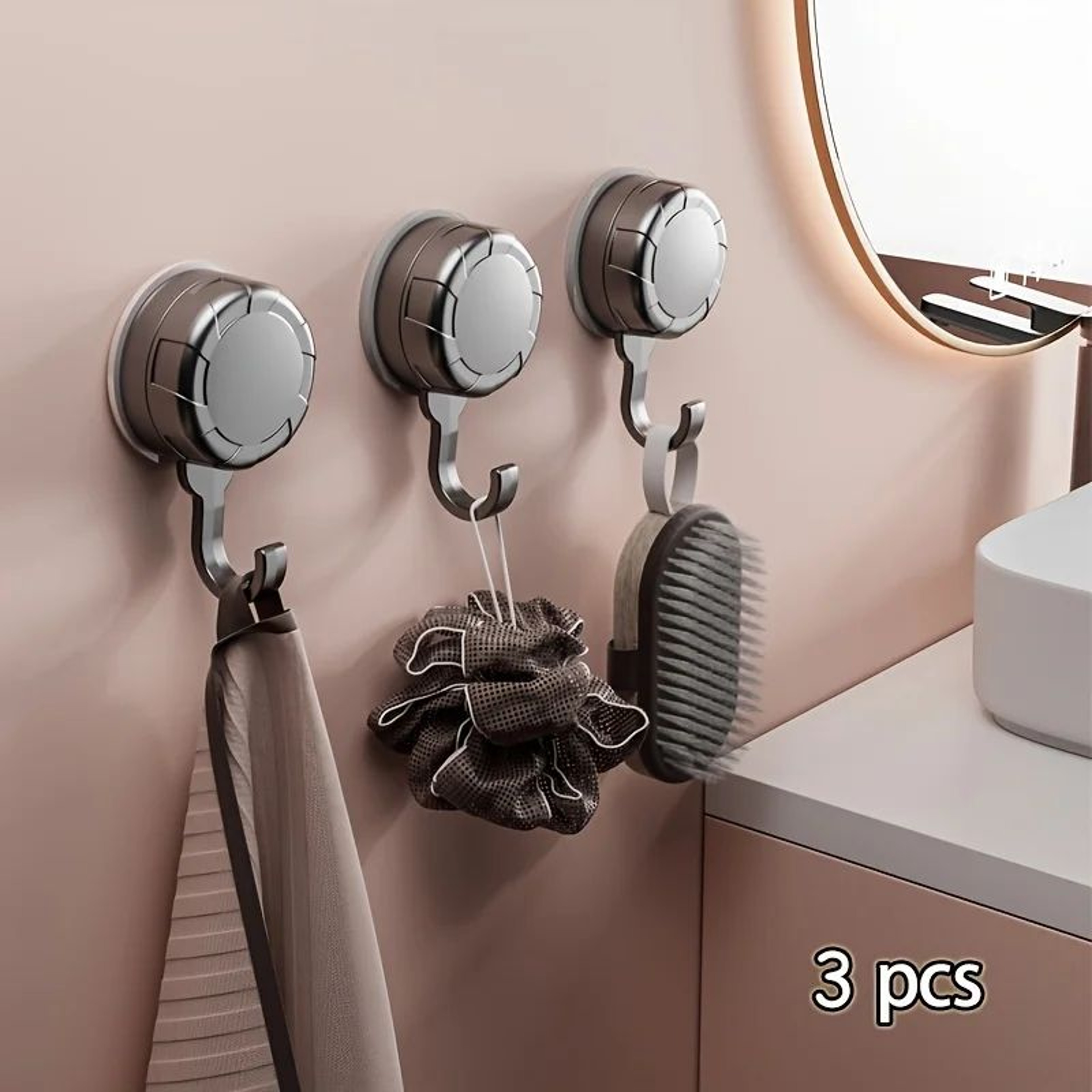 GripHold Strong Suction Cup Hook Set  3Pack Suction Cup Hooks With NoDrill Installation 6