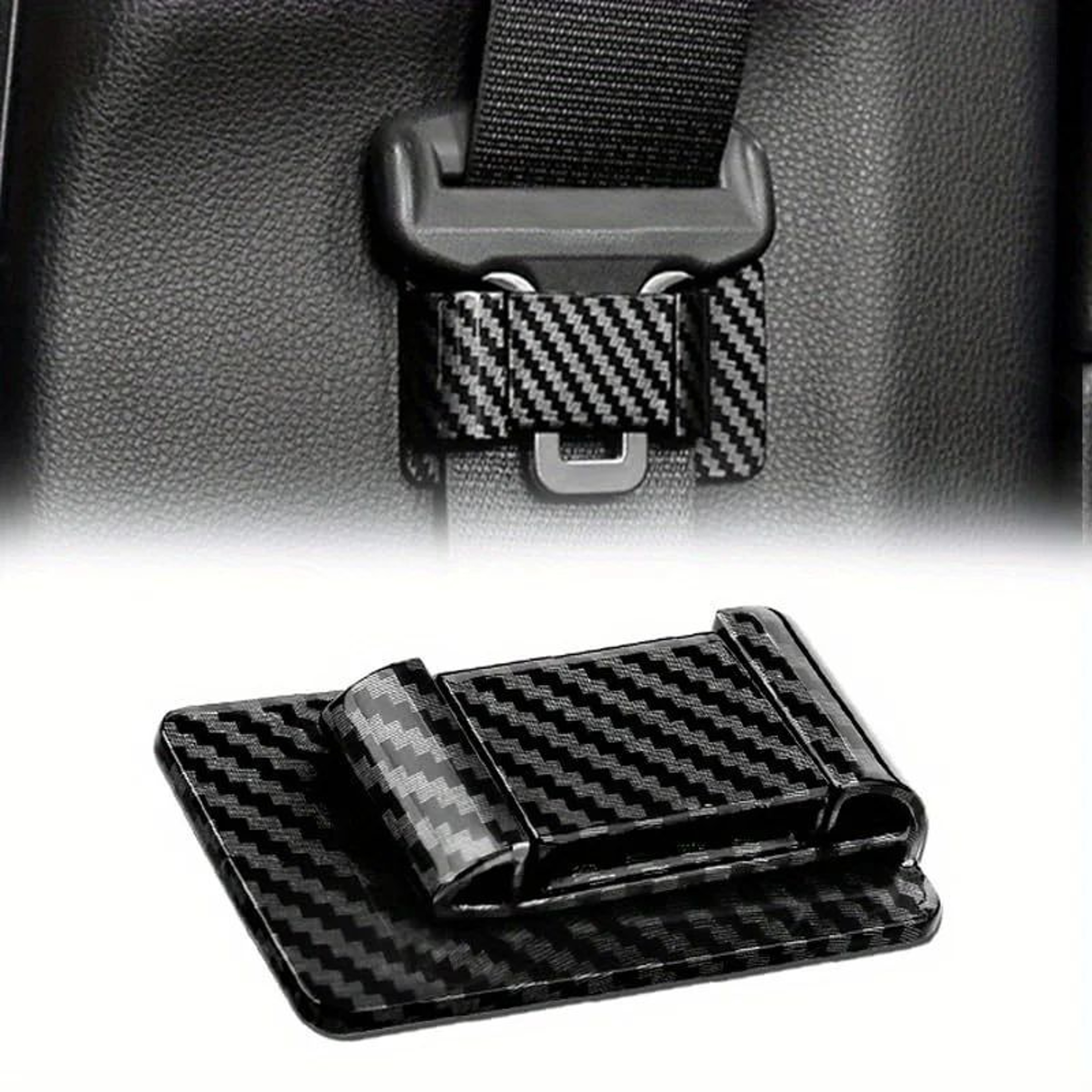 Fiber Pattern Car Seat Belt Clip  ABS Seat Belt Stabilizer For Noise Reduction  Interior Protection 0