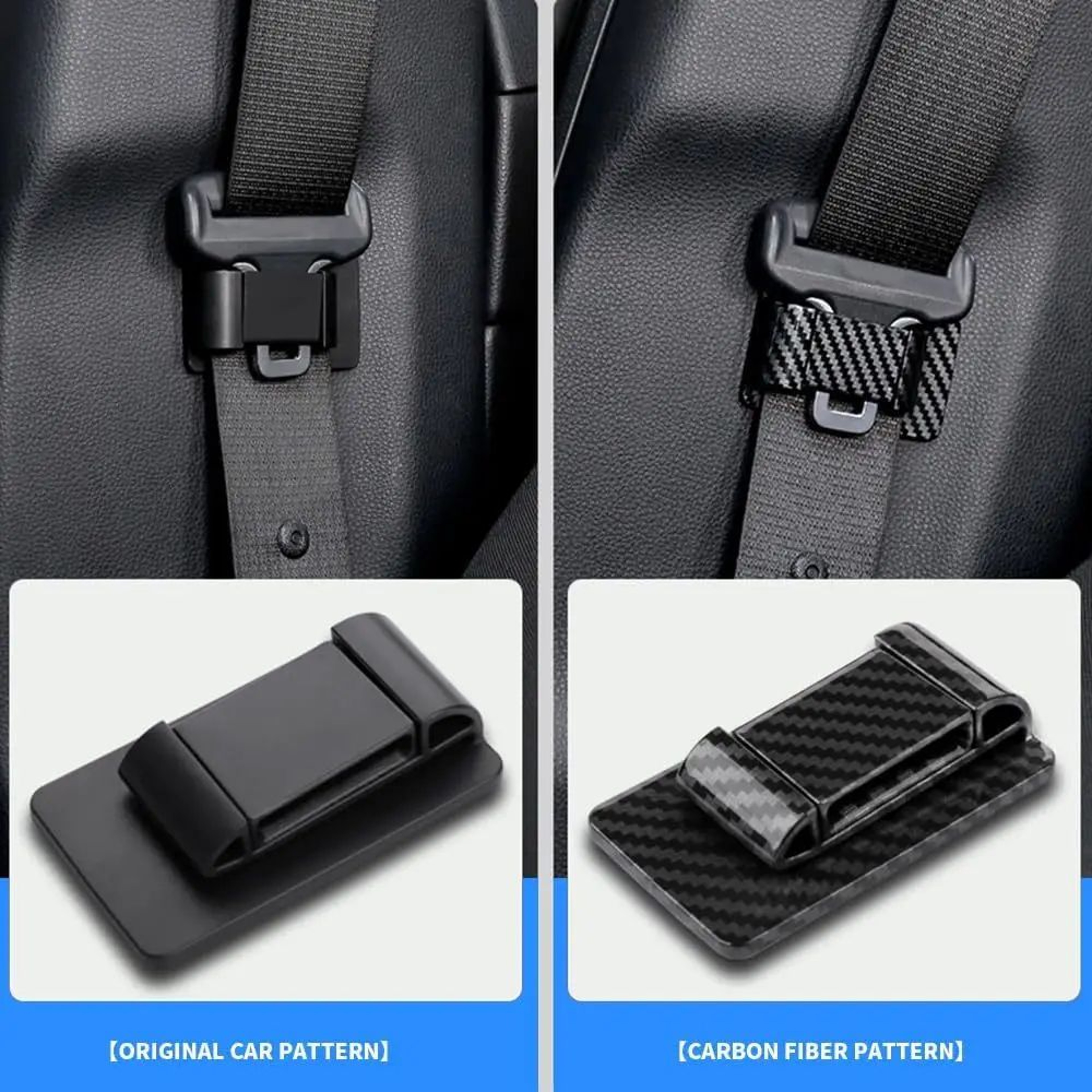 Fiber Pattern Car Seat Belt Clip  ABS Seat Belt Stabilizer For Noise Reduction  Interior Protection 4