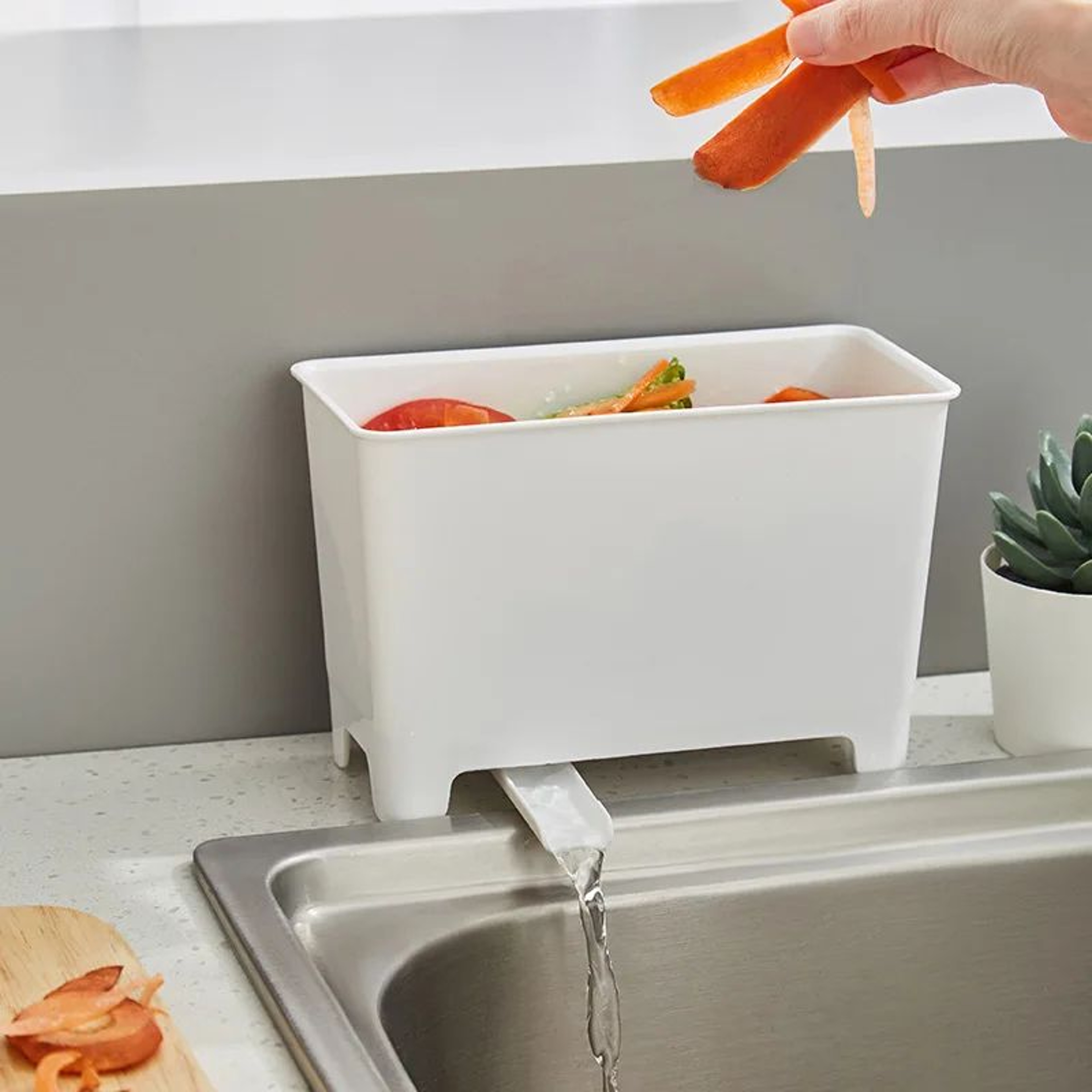 SinkMounted Kitchen Garbage Bin With Drain Filter  Compact Sink Strainer Basket For Food Waste Cont 1