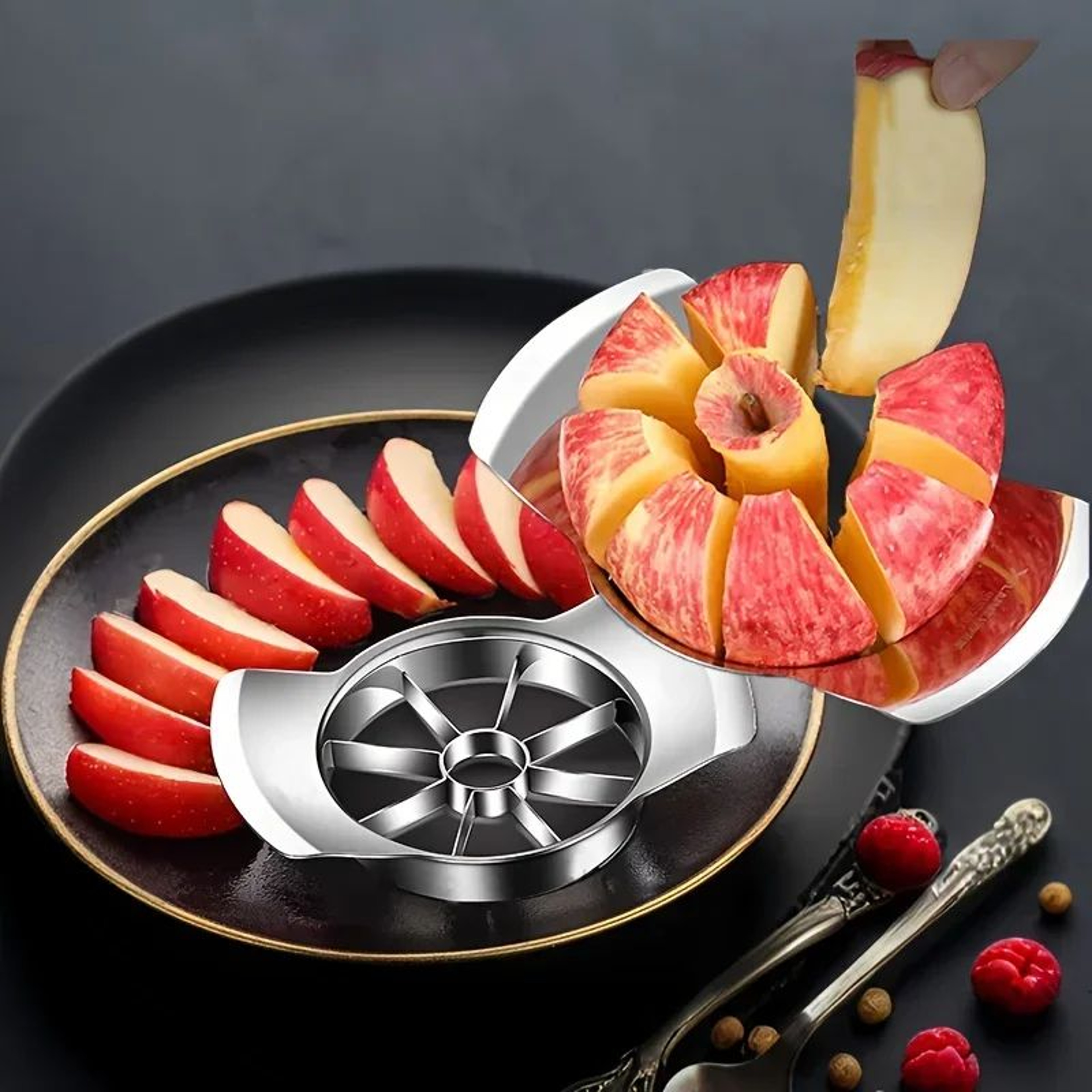 Stainless Steel Fruit Slicer And Peeler Set  Easy Apple Slicer Orange Peeler  Everyday Kitchen Tool 2