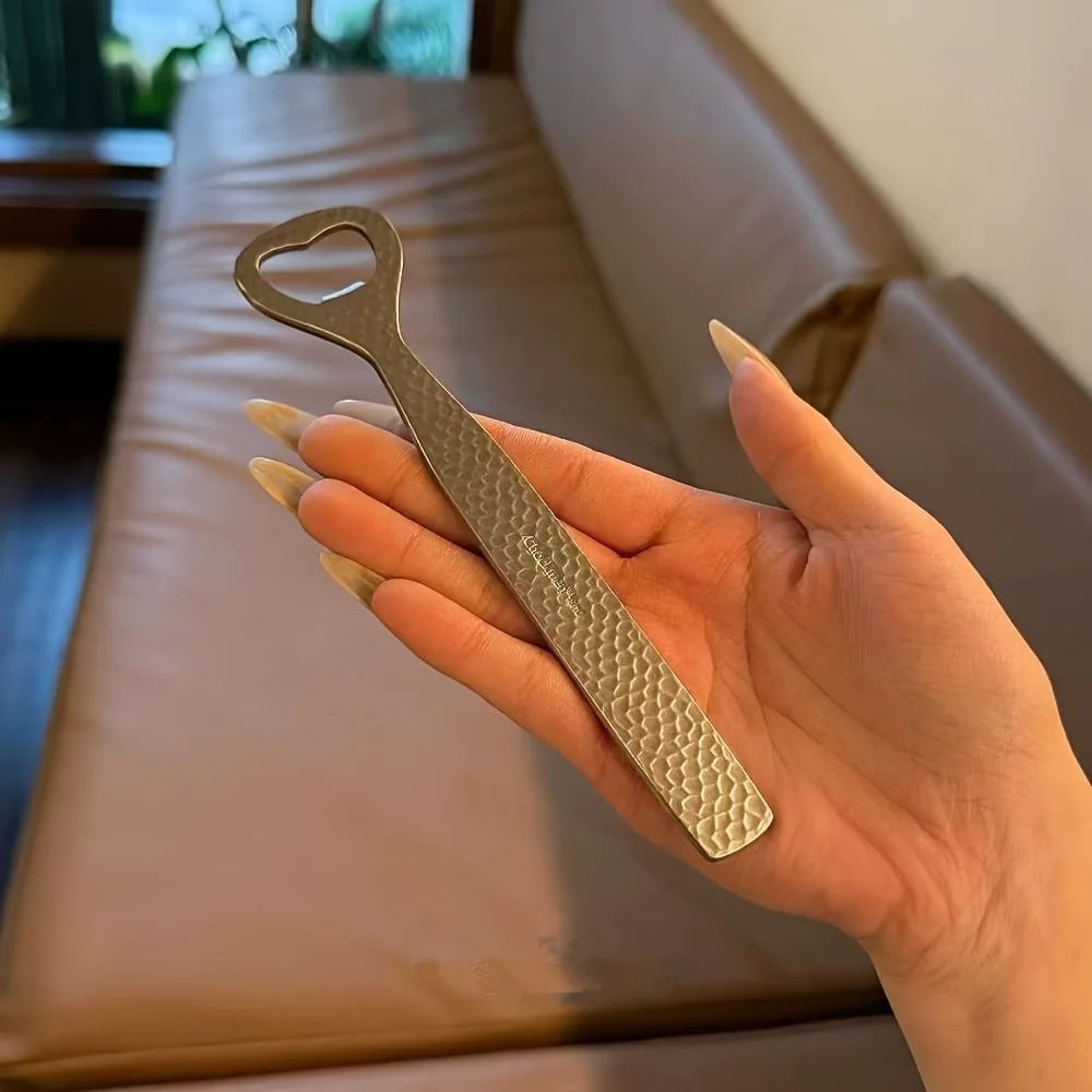 Hammered Stainless Steel Bottle Opener  HeavyDuty Lever Bar Tool 3