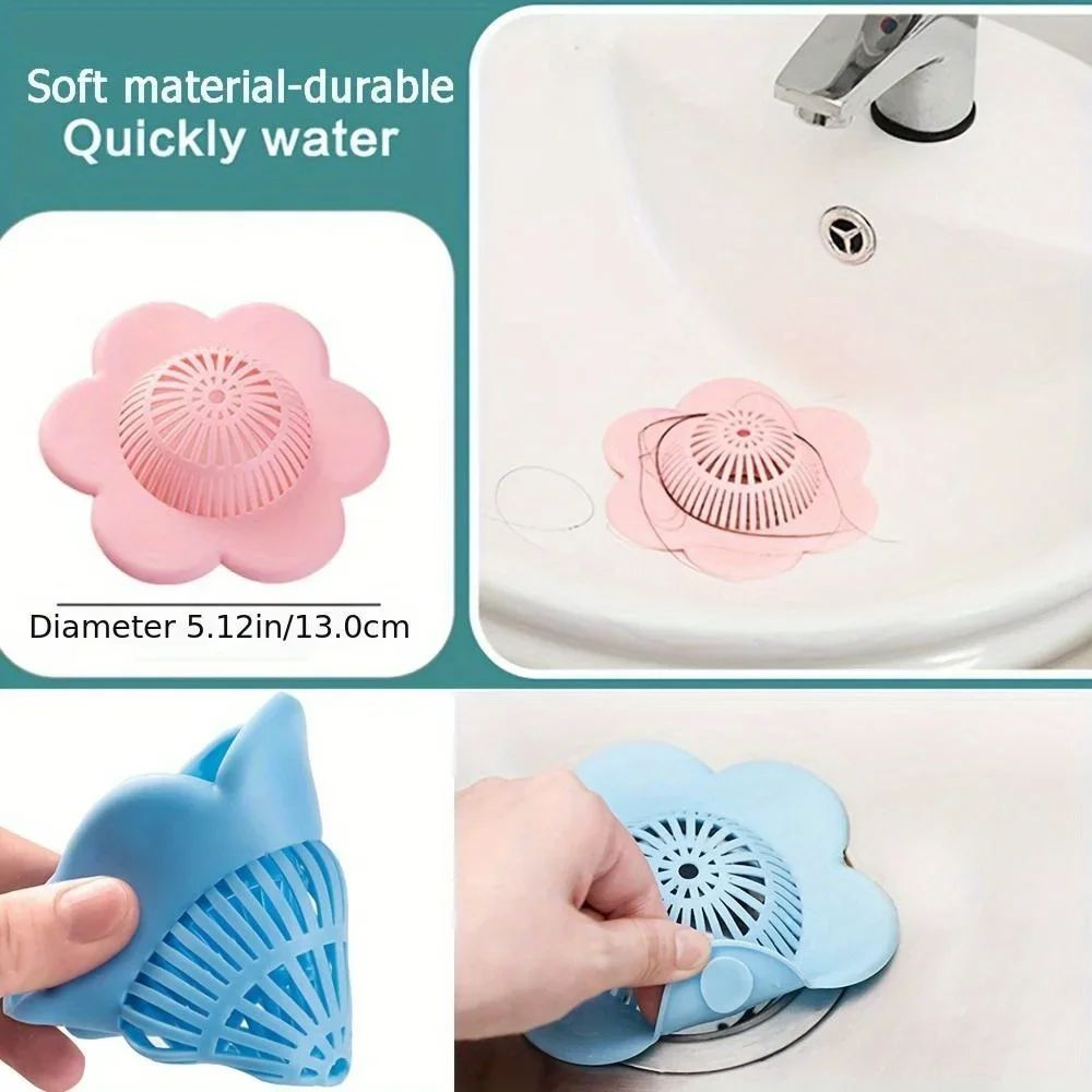 Silicone Hair Catcher Drain Cover  Suction Cup Shower  Bathtub Hair Blocker 2