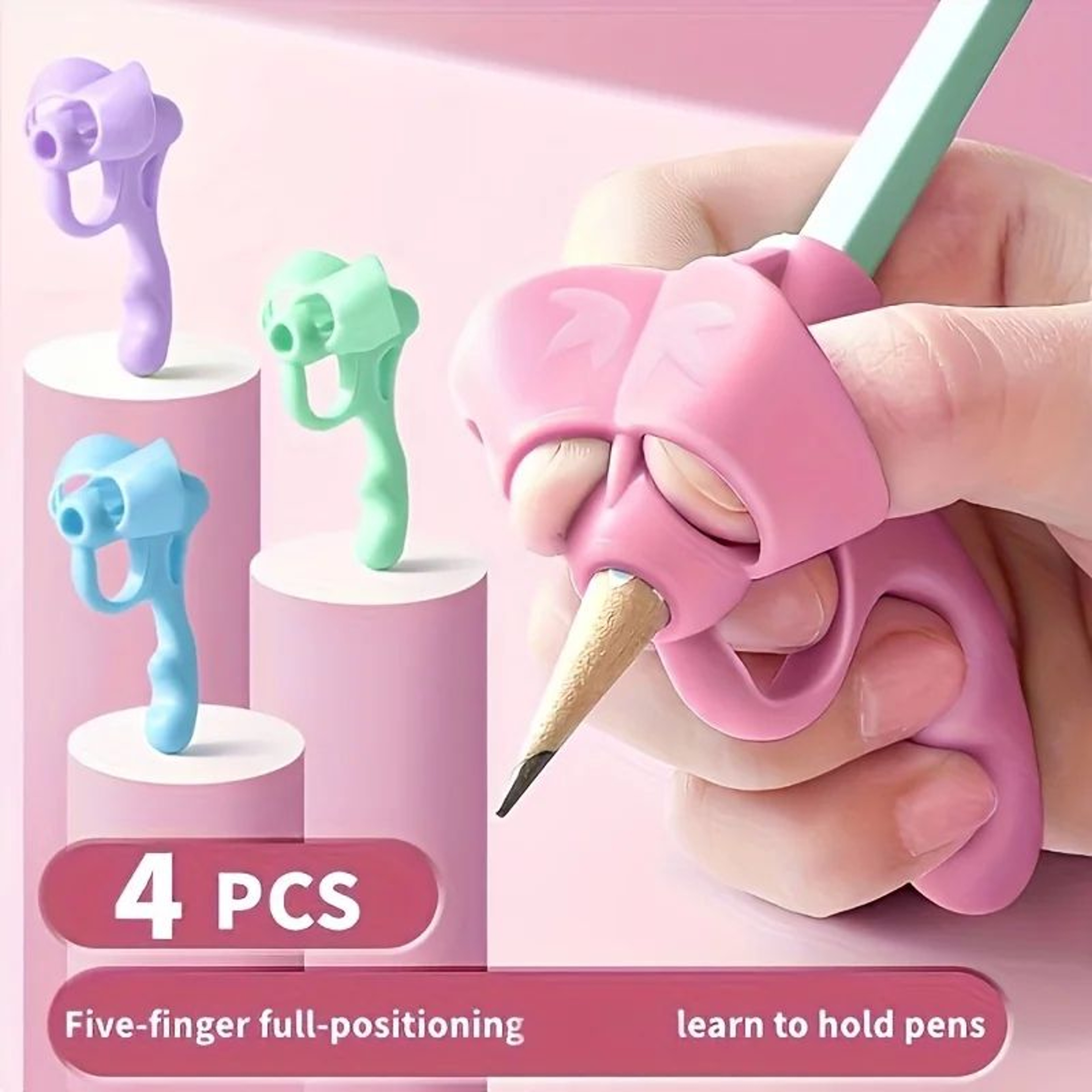 Silicone Pen Grip Correctors  Soft Pencil Holders For Better Handwriting Posture 3