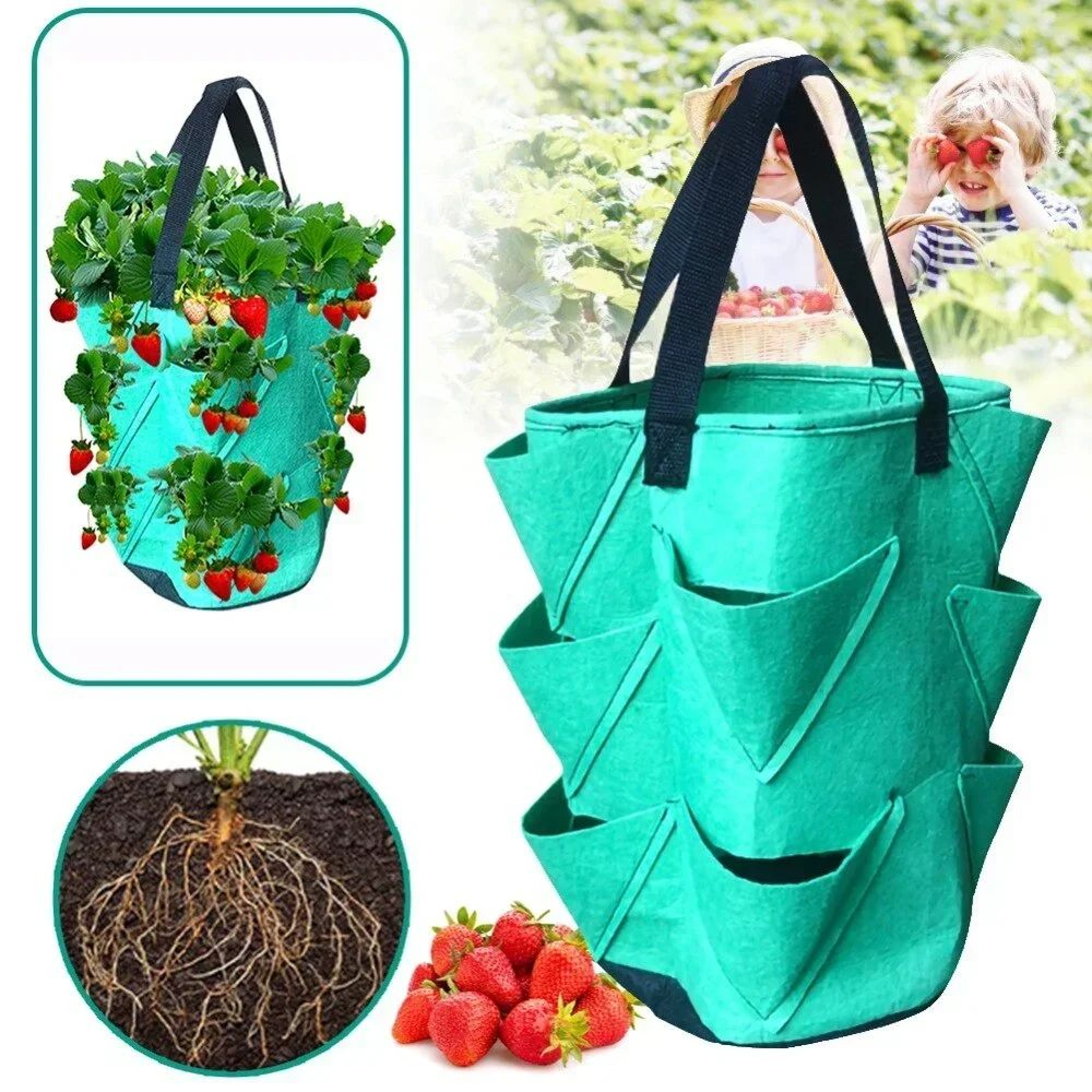 Hanging Strawberry Grow Bag  SpaceSaving Plastic Planting Bag For Home Gardens 0