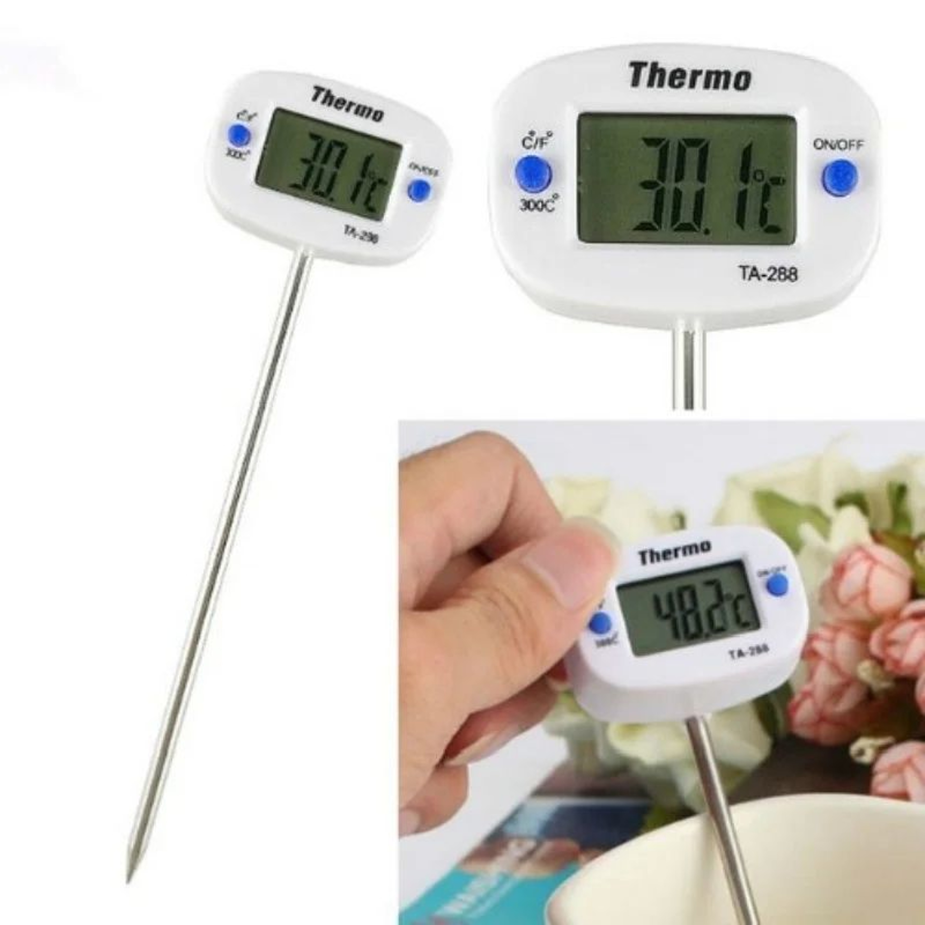 Digital Food Thermometer  Stainless Steel InstantRead Kitchen Probe 1