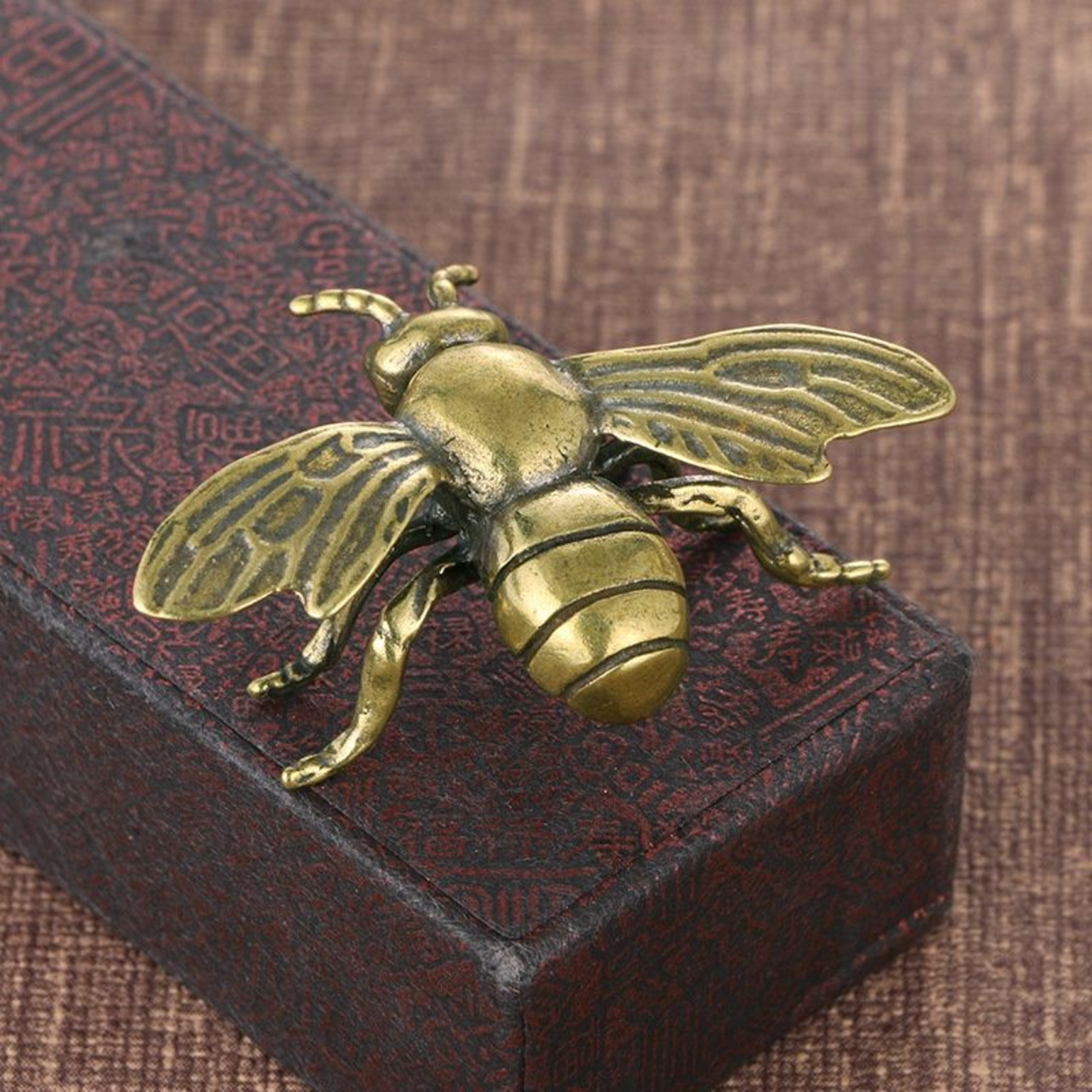 Solid Brass Honeybee Figurine  Mini Insect Desk Ornament  Collectible 1