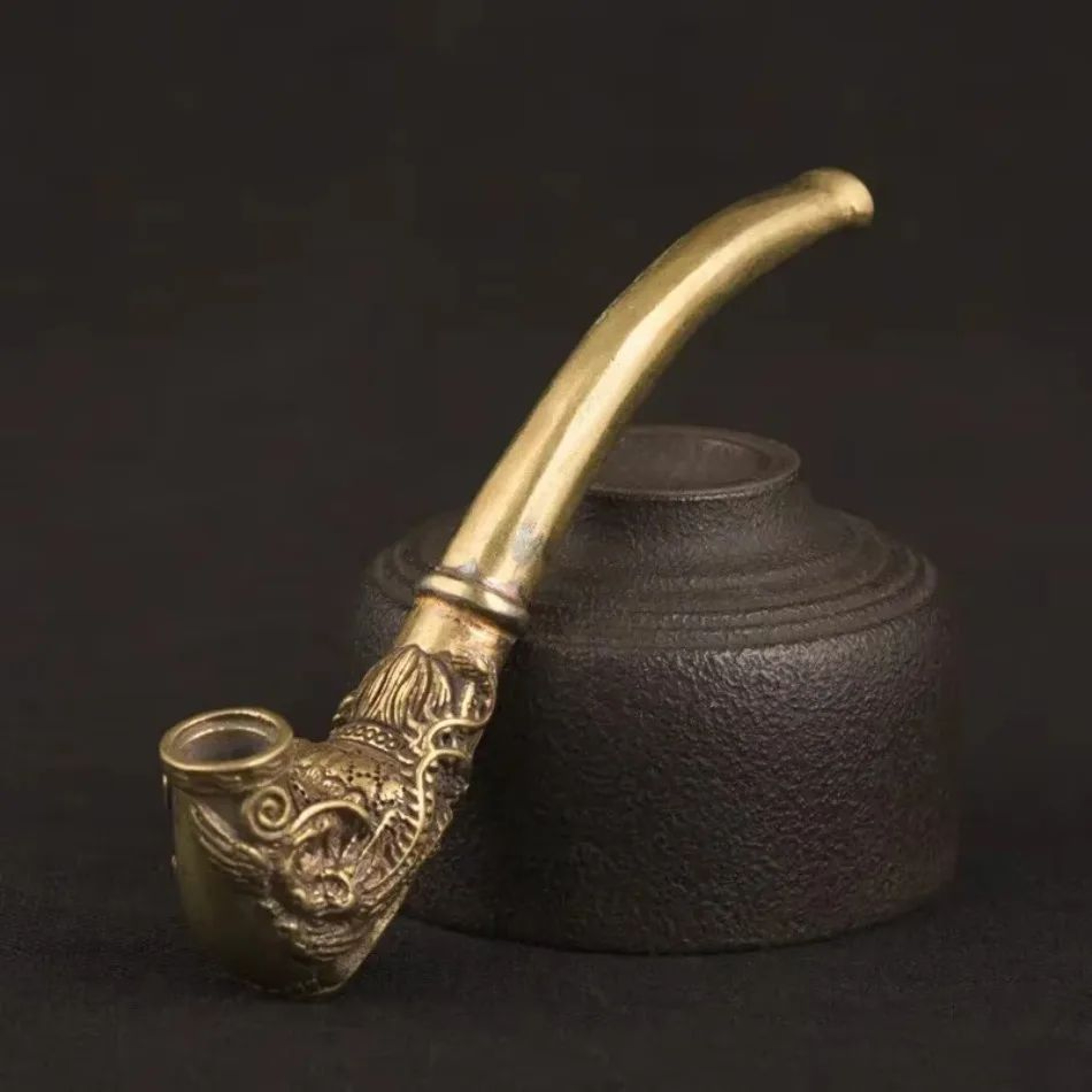 Bronze Buddha Head Smoking Pipe  Vintage Spiritual Smoking Accessory 0