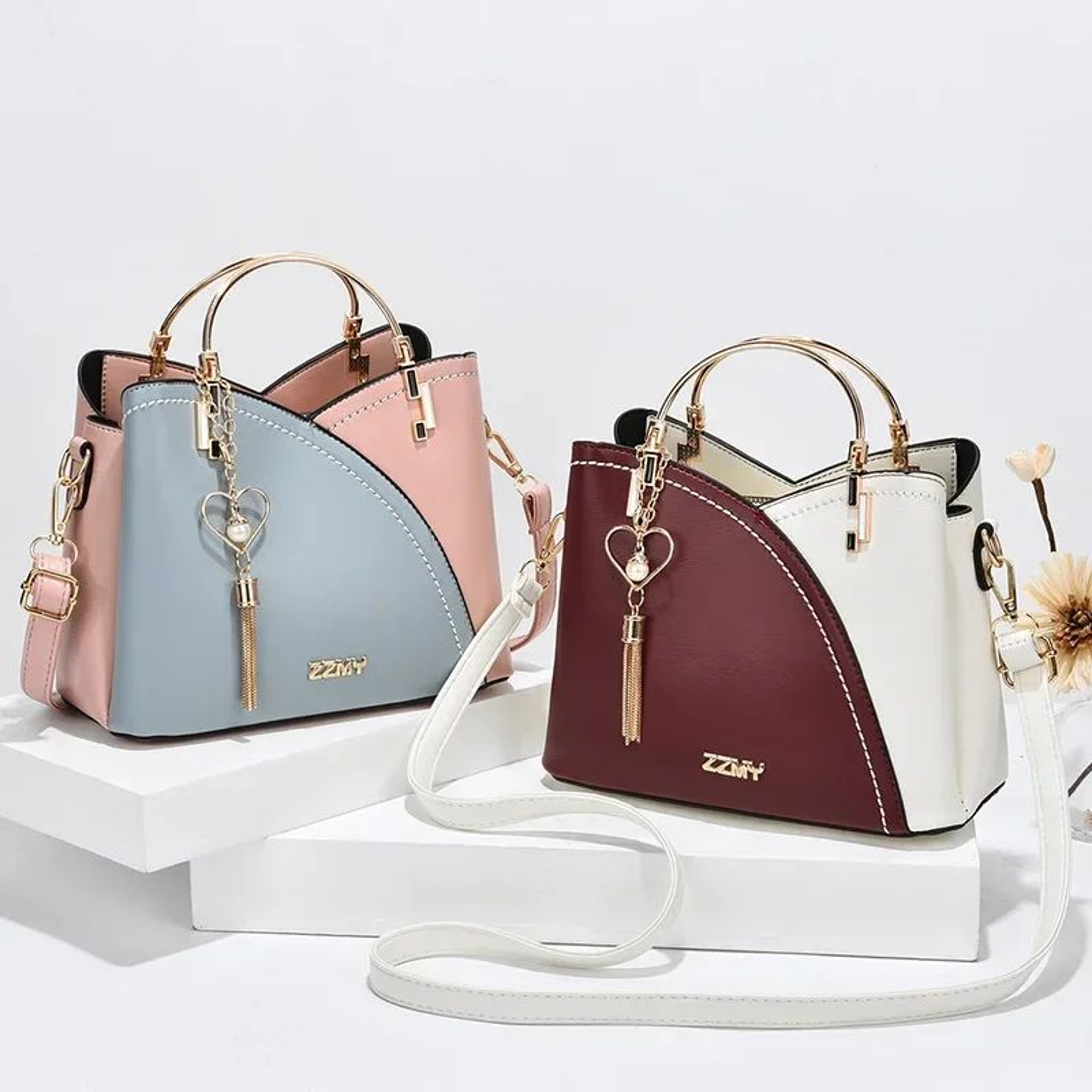 Elegant Patchwork PU Leather Shoulder Bag  Women Office Messenger Handbag 2