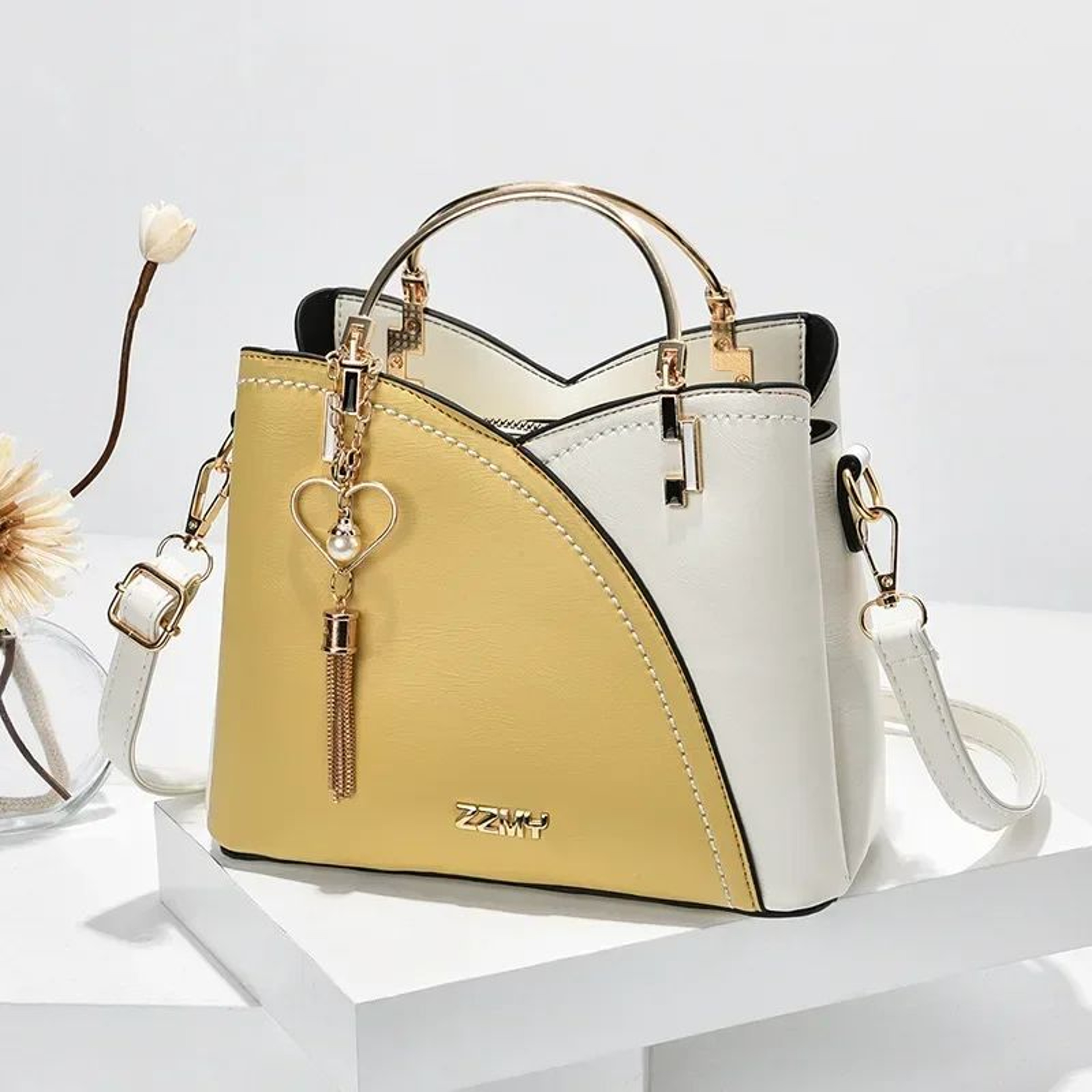 Elegant Patchwork PU Leather Shoulder Bag  Women Office Messenger Handbag 11