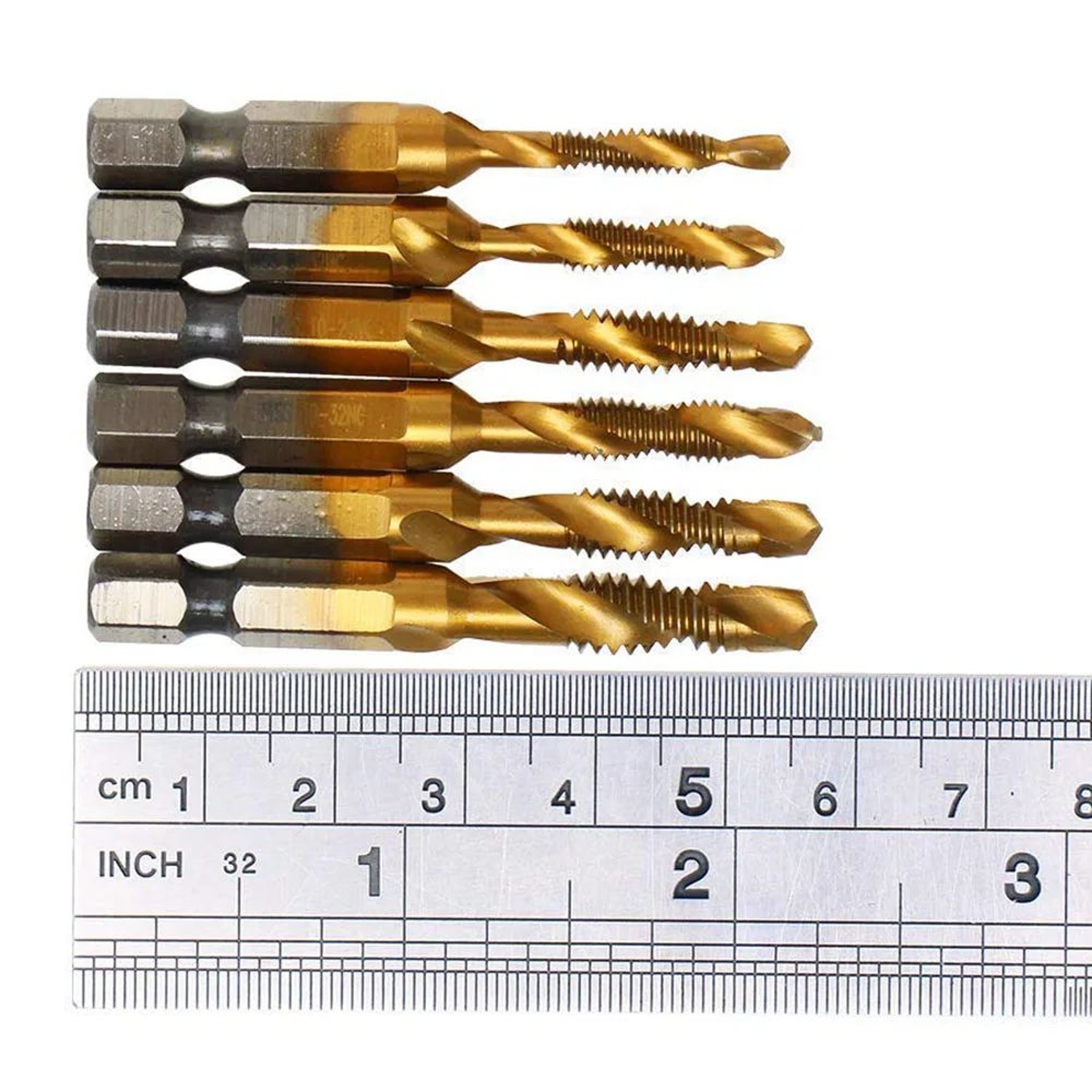 Titanium HSS Tap Drill Bit Set  Hex Shank Screw Thread Tapping Tools M3M10 1