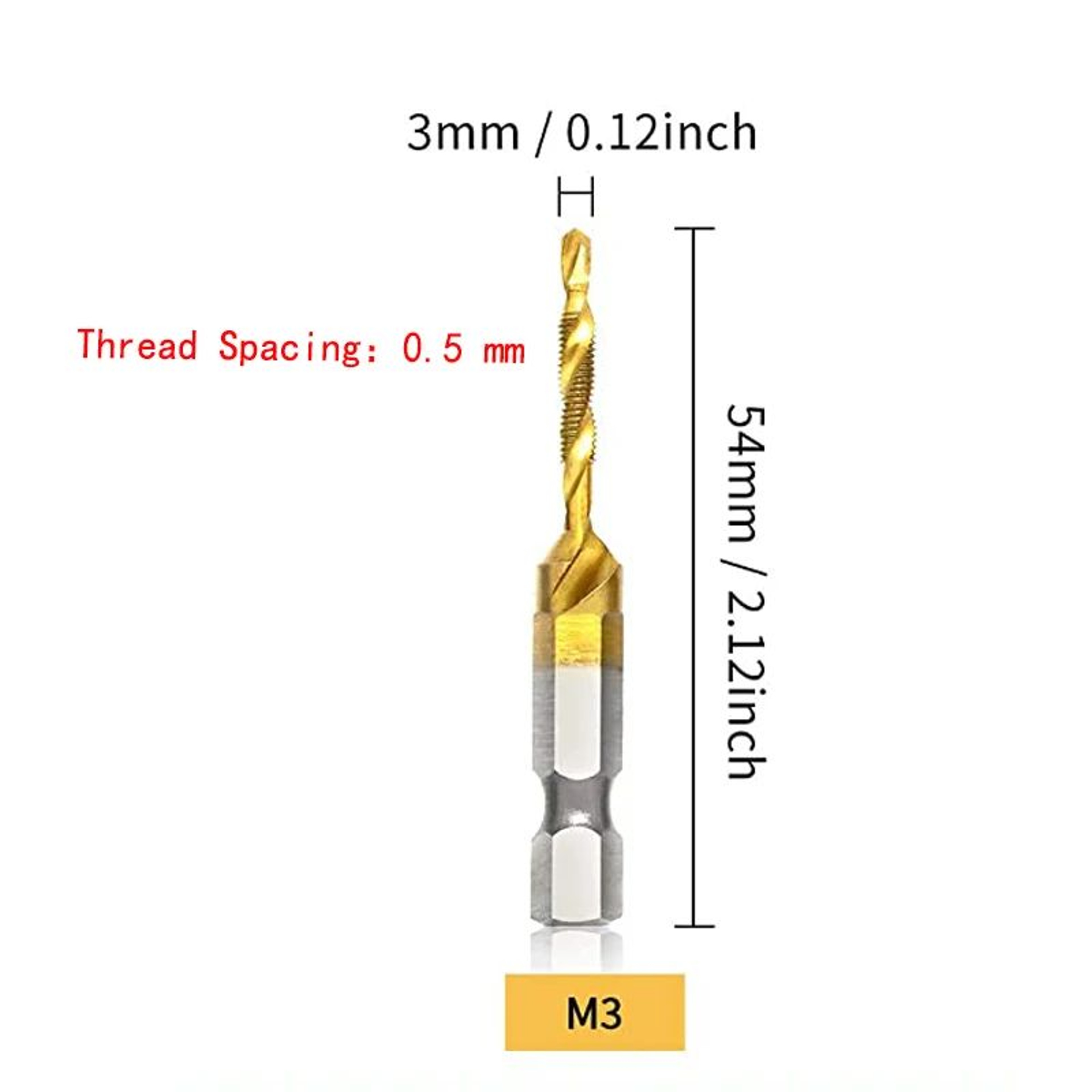 Titanium HSS Tap Drill Bit Set  Hex Shank Screw Thread Tapping Tools M3M10 5