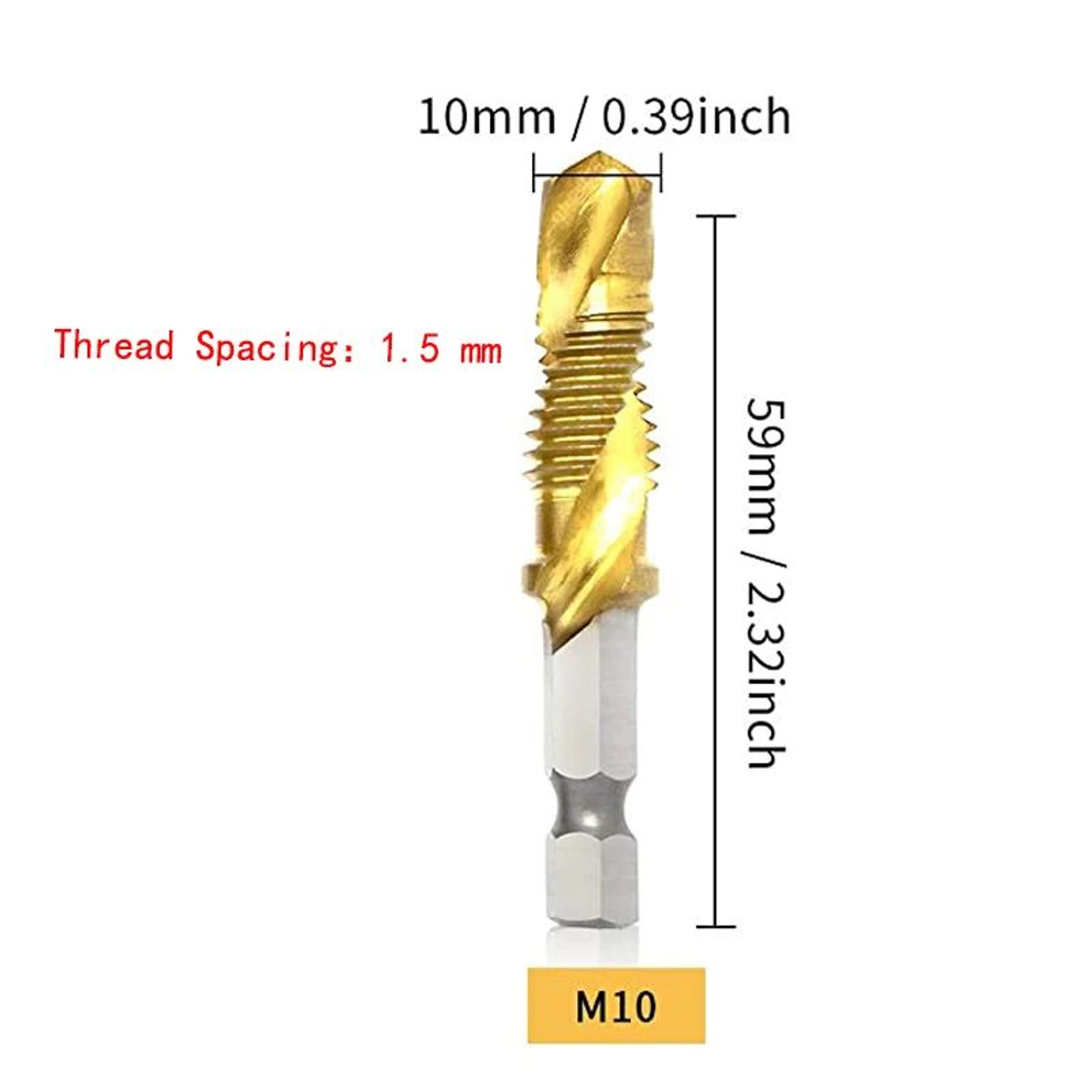 Titanium HSS Tap Drill Bit Set  Hex Shank Screw Thread Tapping Tools M3M10 11