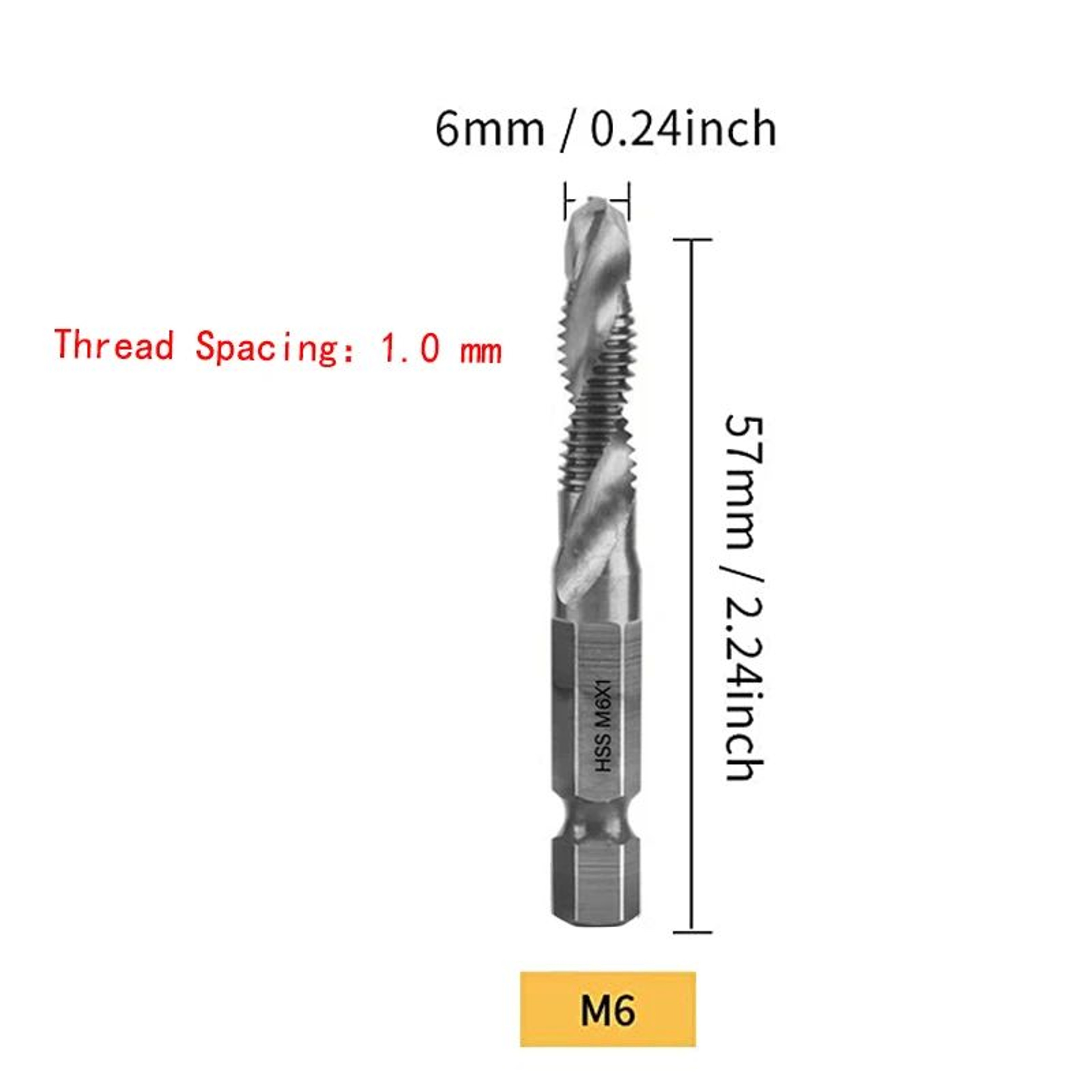 Titanium HSS Tap Drill Bit Set  Hex Shank Screw Thread Tapping Tools M3M10 25