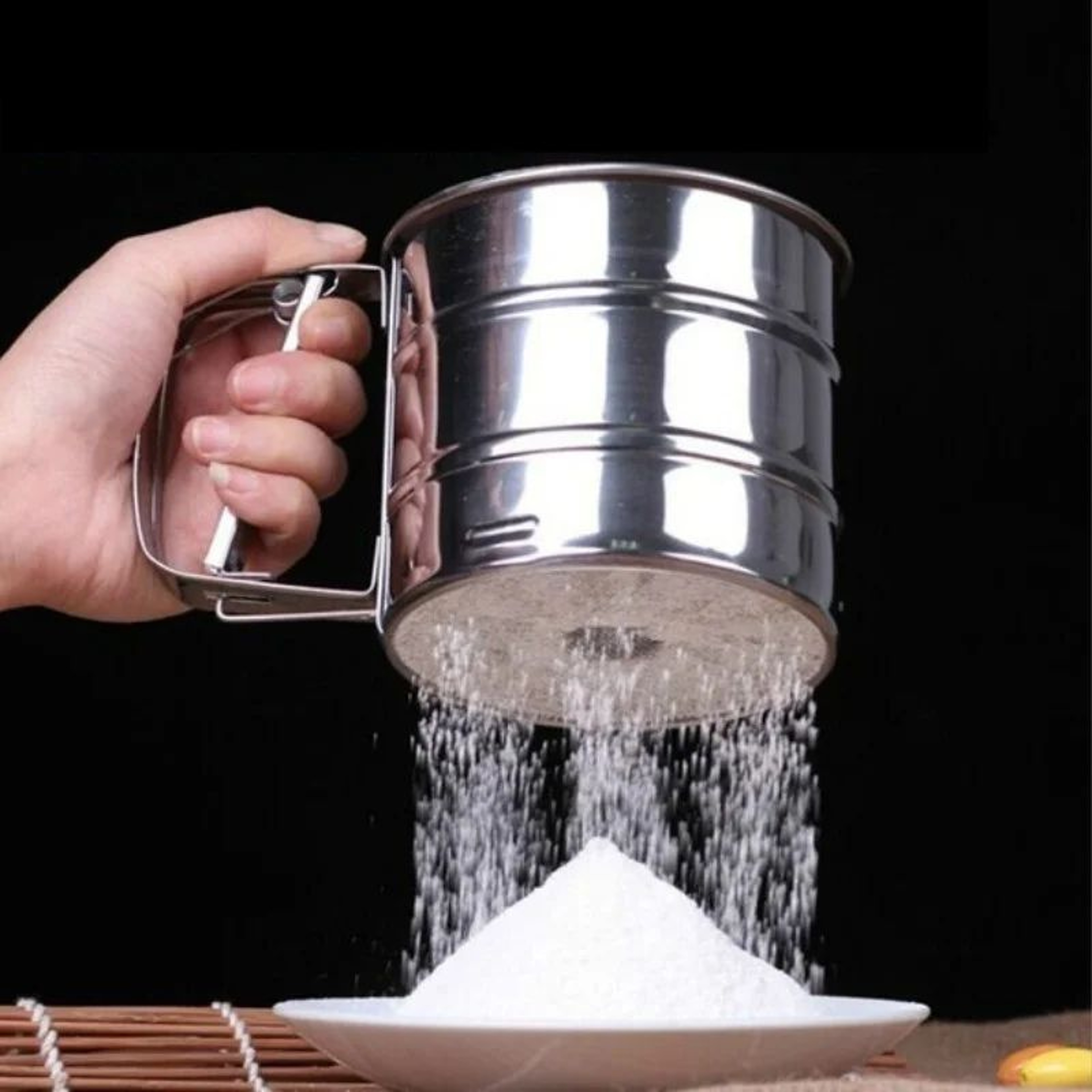 Premium Stainless Steel Handheld Flour Sieve  EasyGrip Baking Sifter Cup For Smooth ClumpFree Dry I 1